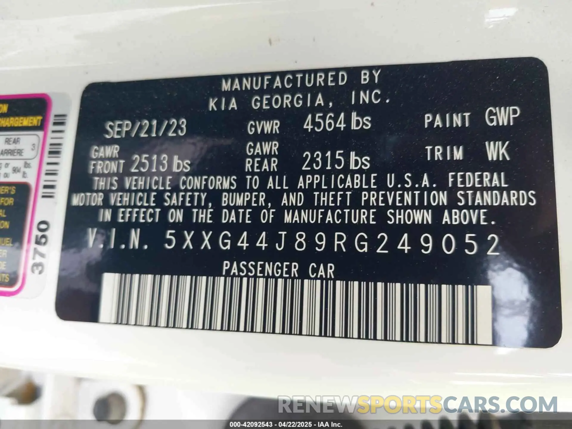 9 fotografías del automóvil dañado 5XXG44J89RG249052 KIA K5 2024