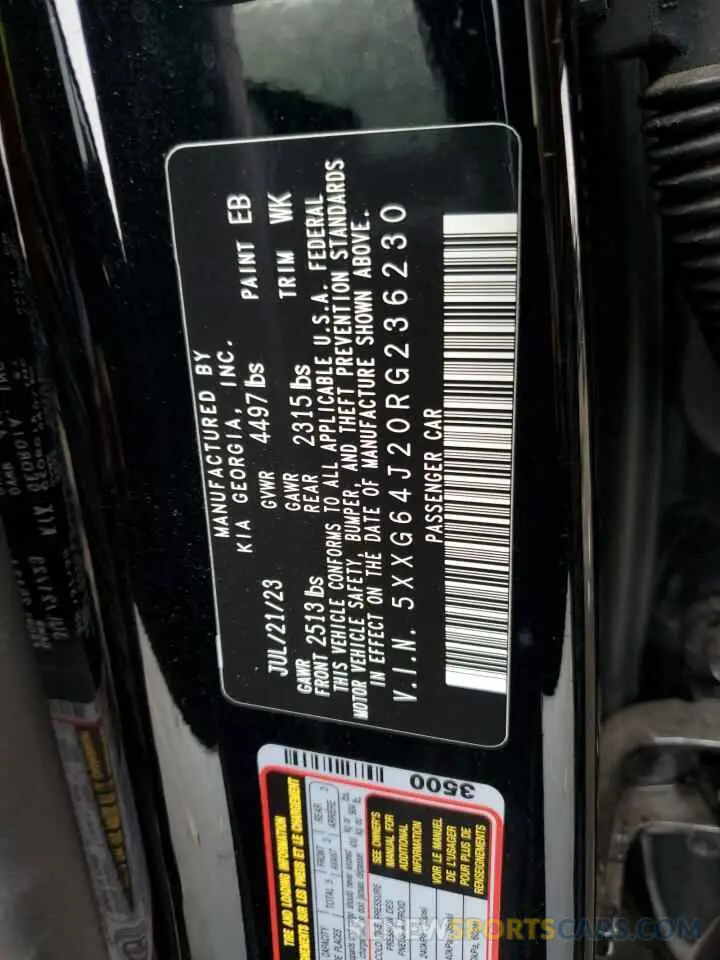 15 fotografías del automóvil dañado 5XXG64J20RG236230 KIA K5 2024