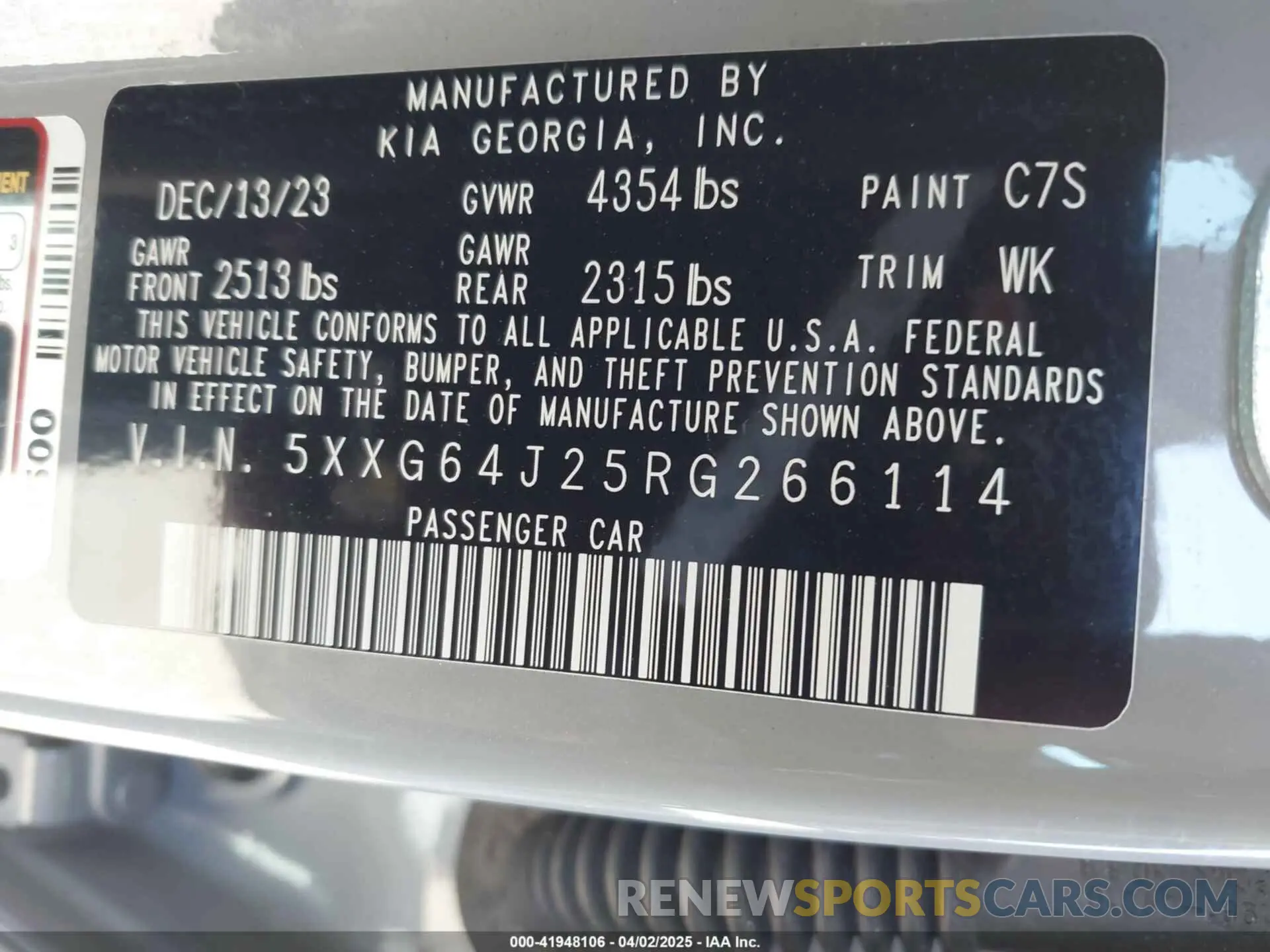 9 fotografías del automóvil dañado 5XXG64J25RG266114 KIA K5 2024