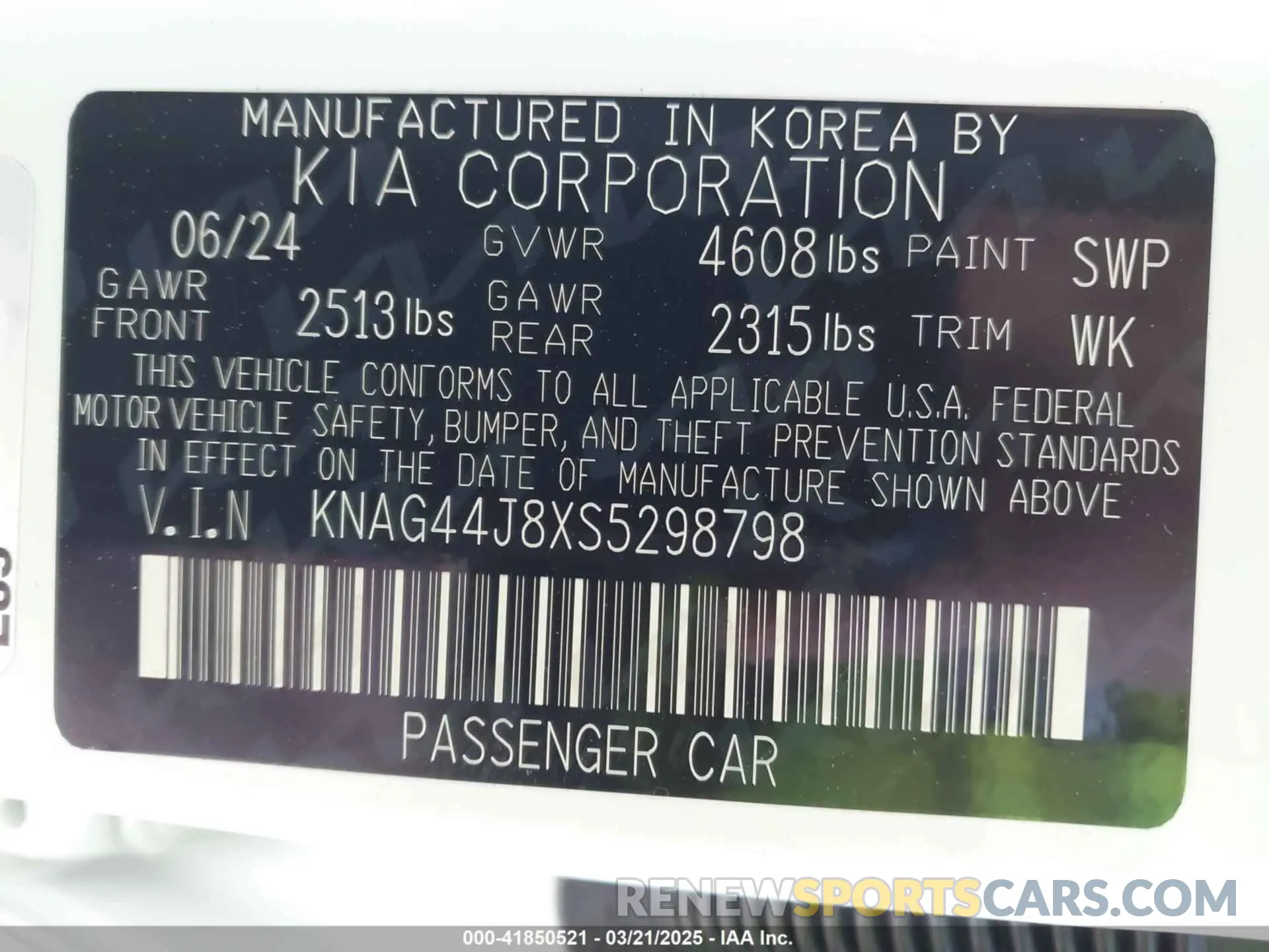 9 fotografías del automóvil dañado KNAG44J8XS5298798 KIA K5 2025