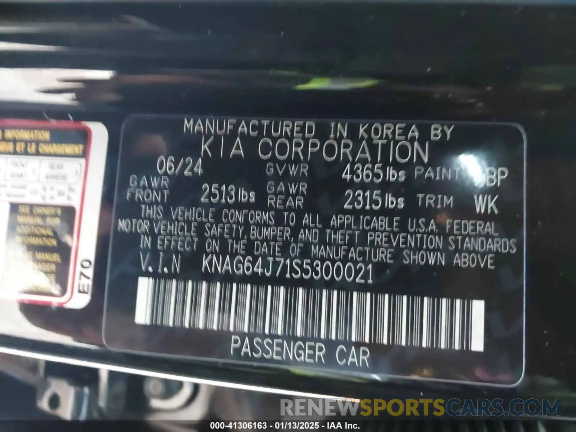 9 fotografías del automóvil dañado KNAG64J71S5300021 KIA K5 2025