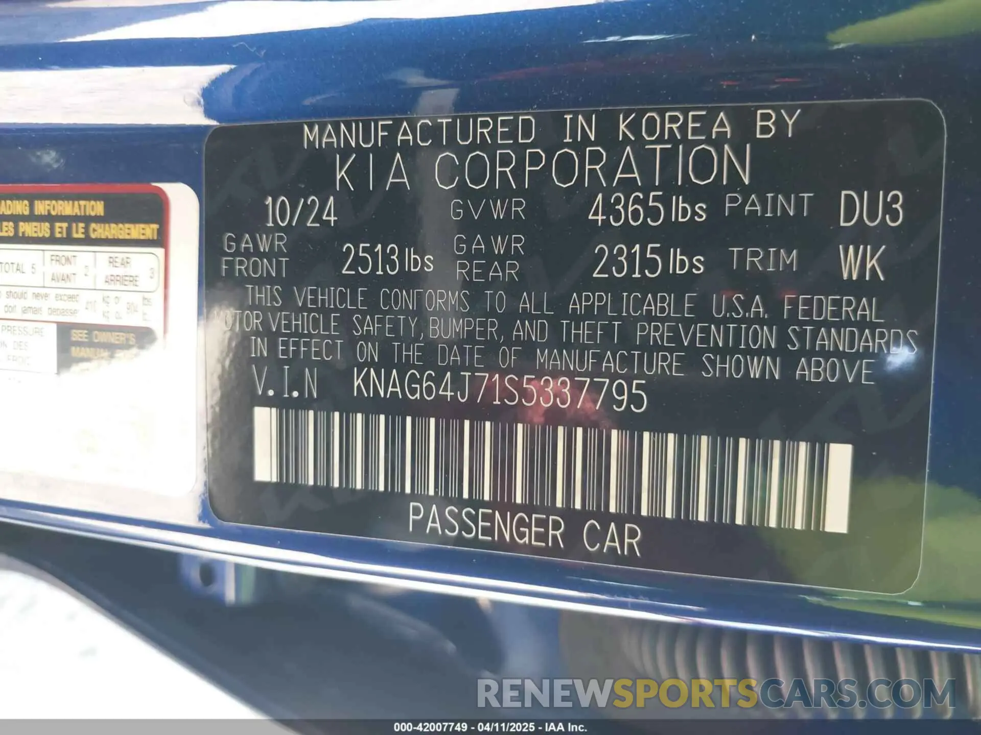 9 fotografías del automóvil dañado KNAG64J71S5337795 KIA K5 2025