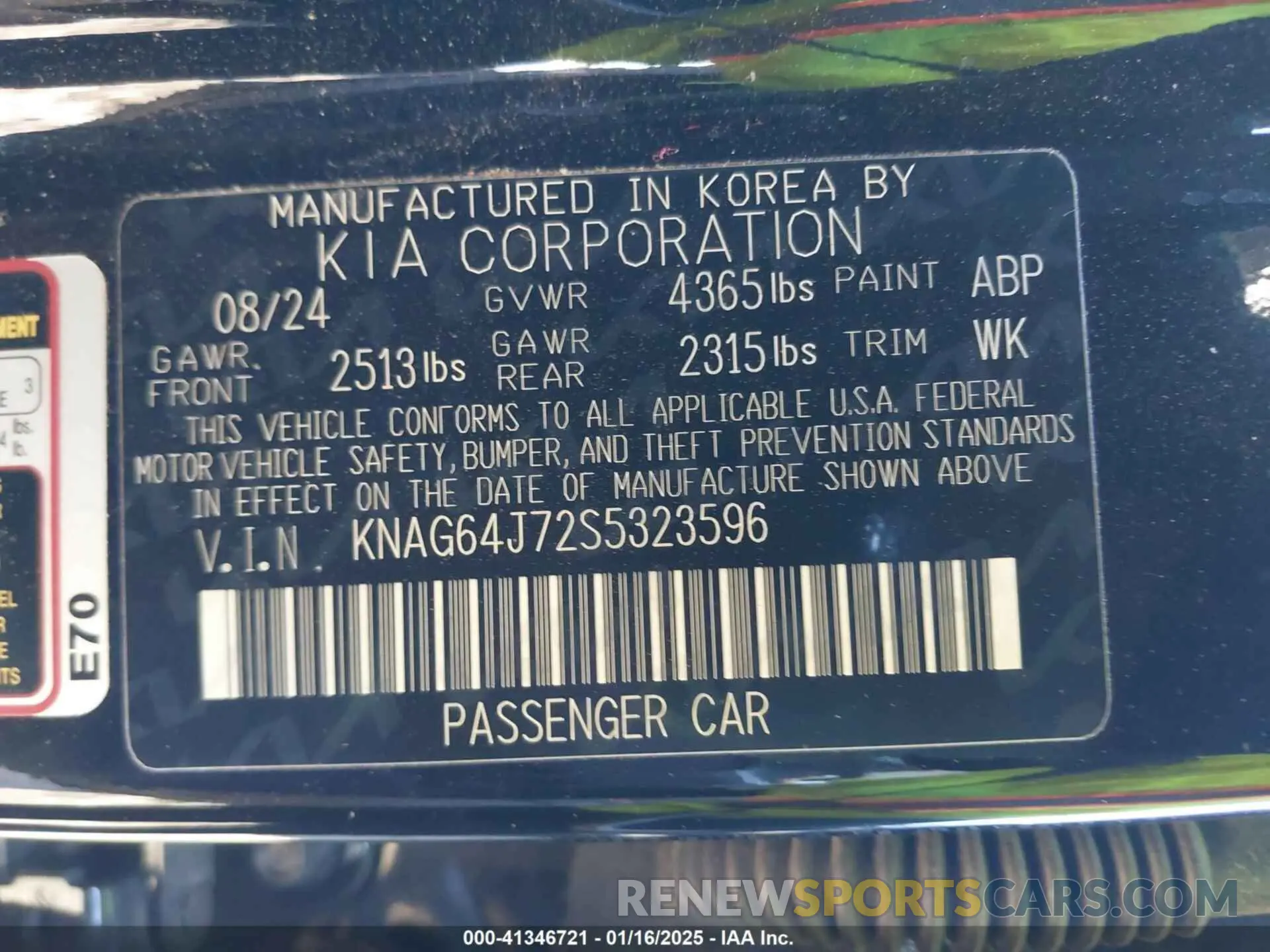 9 fotografías del automóvil dañado KNAG64J72S5323596 KIA K5 2025