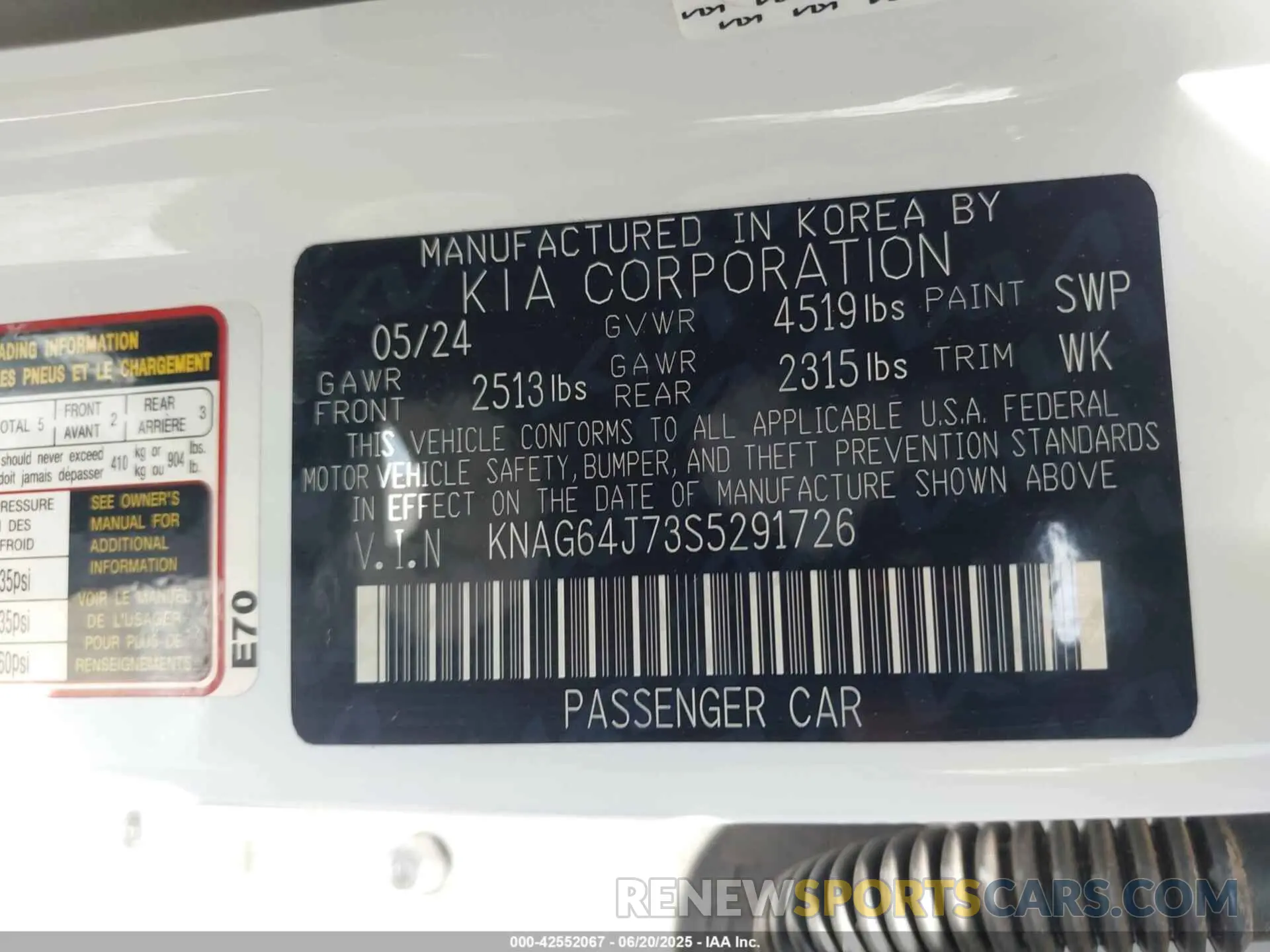 9 fotografías del automóvil dañado KNAG64J73S5291726 KIA K5 2025