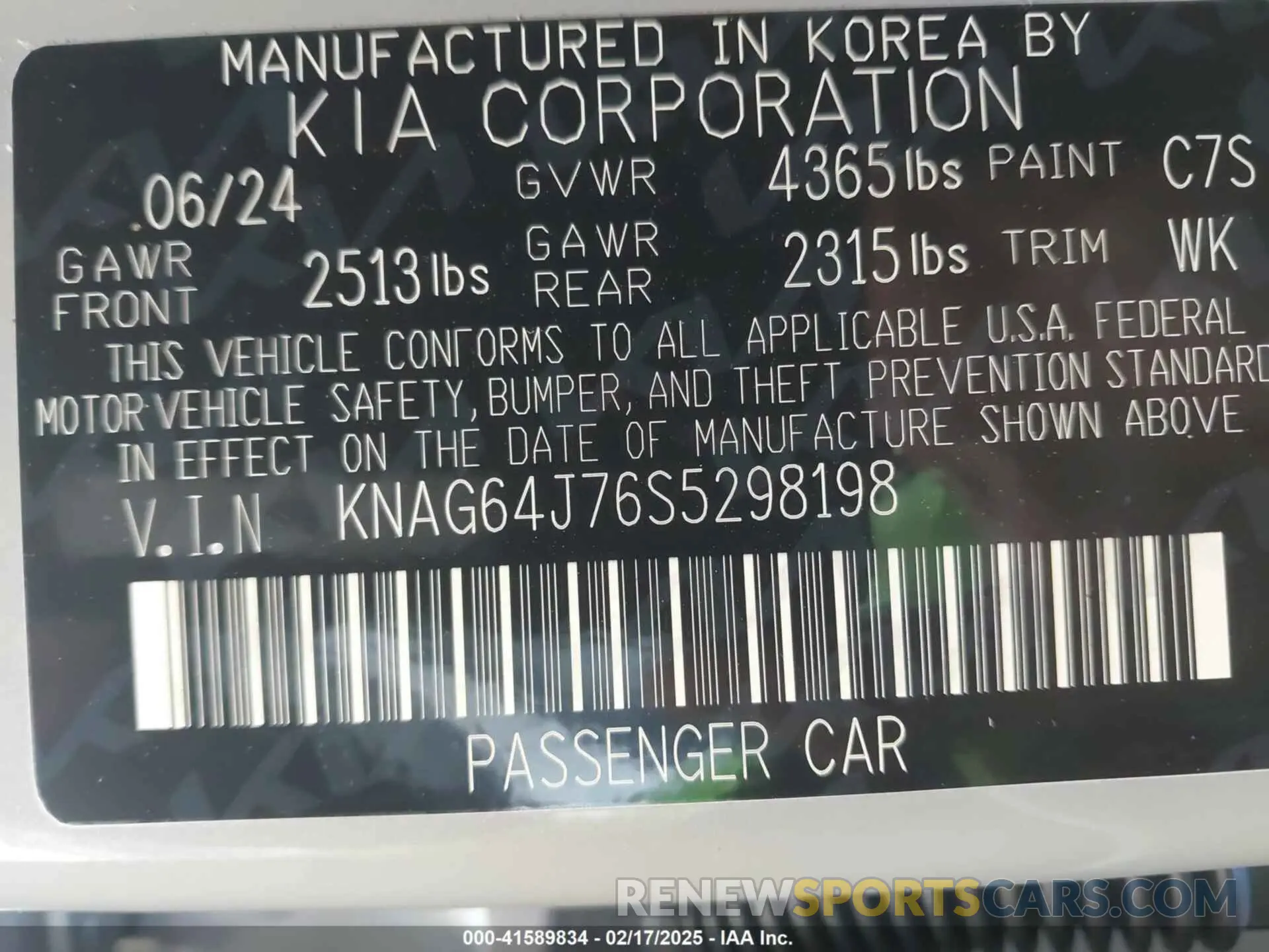 9 fotografías del automóvil dañado KNAG64J76S5298198 KIA K5 2025