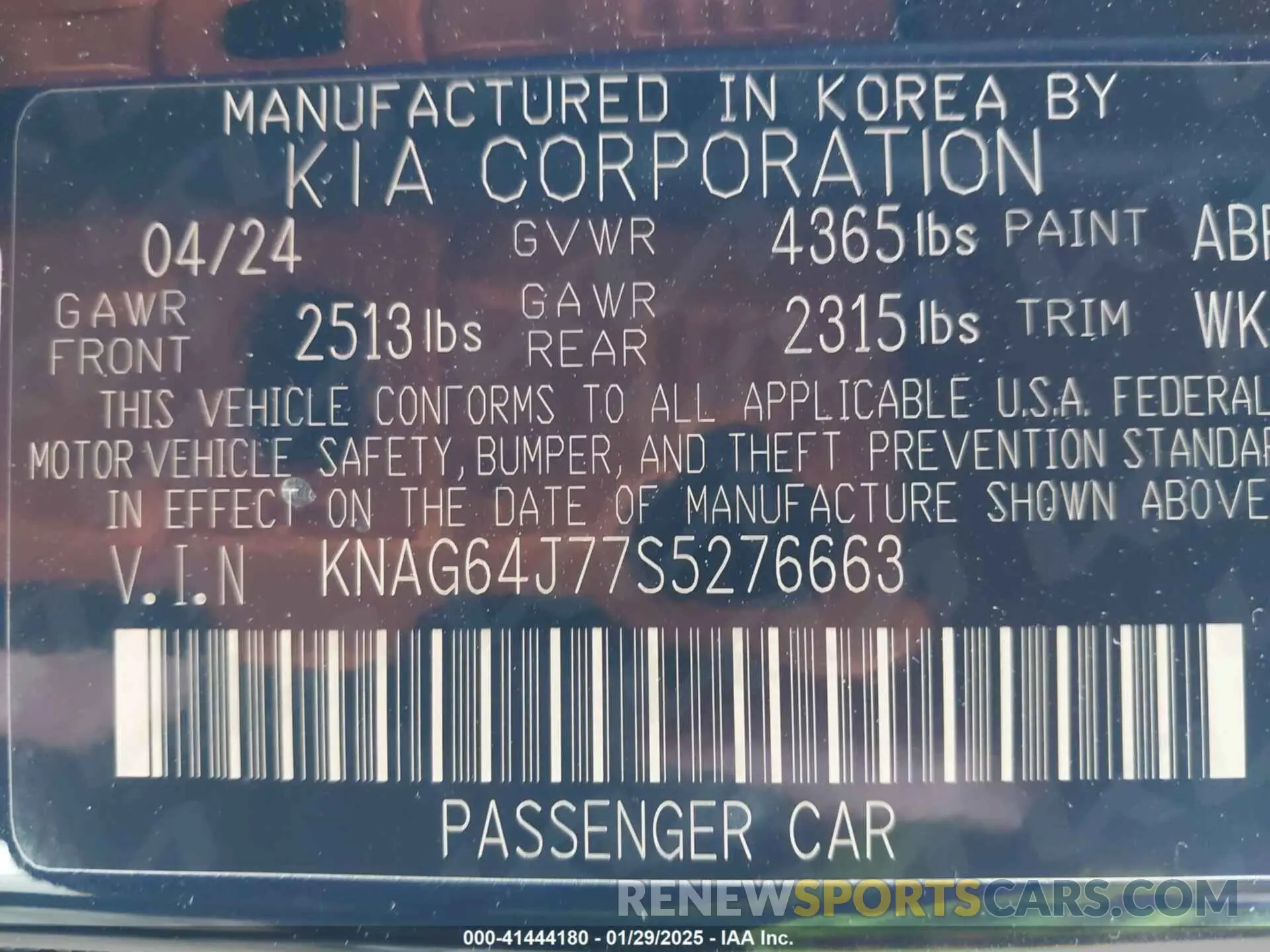 9 fotografías del automóvil dañado KNAG64J77S5276663 KIA K5 2025