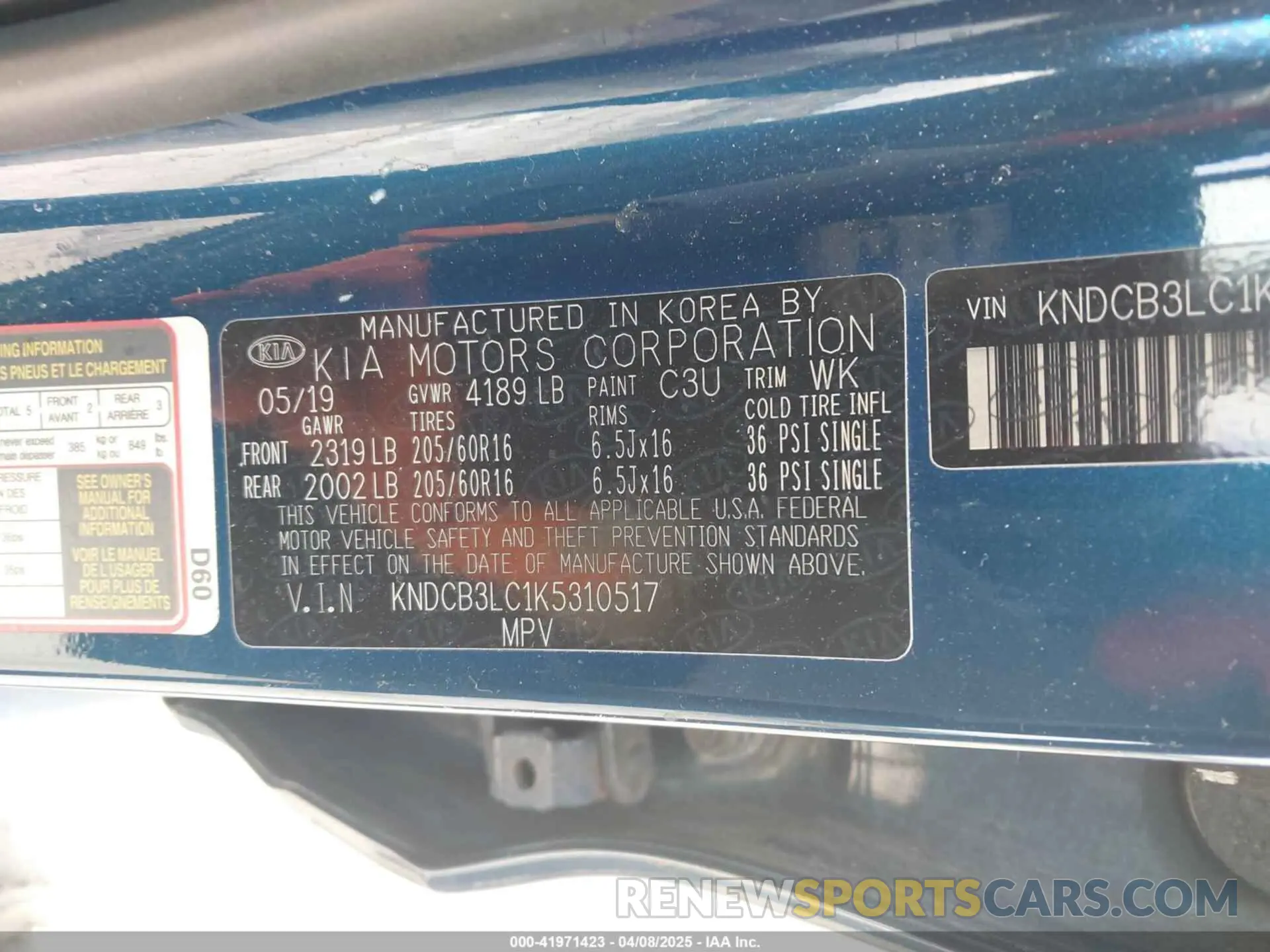 9 fotografías del automóvil dañado KNDCB3LC1K5310517 KIA NIRO 2019