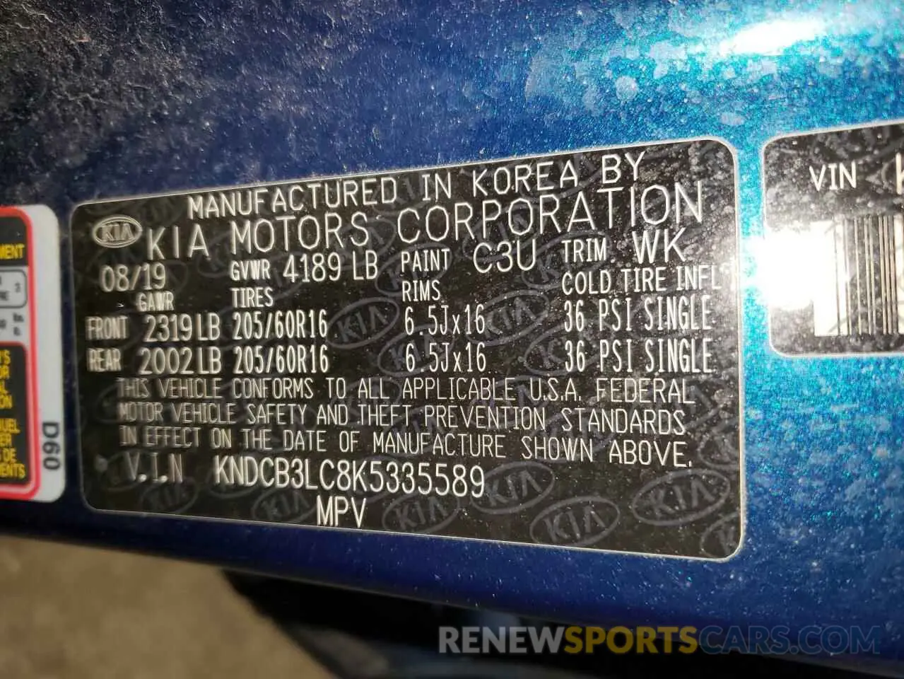 13 fotografías del automóvil dañado KNDCB3LC8K5335589 KIA NIRO 2019