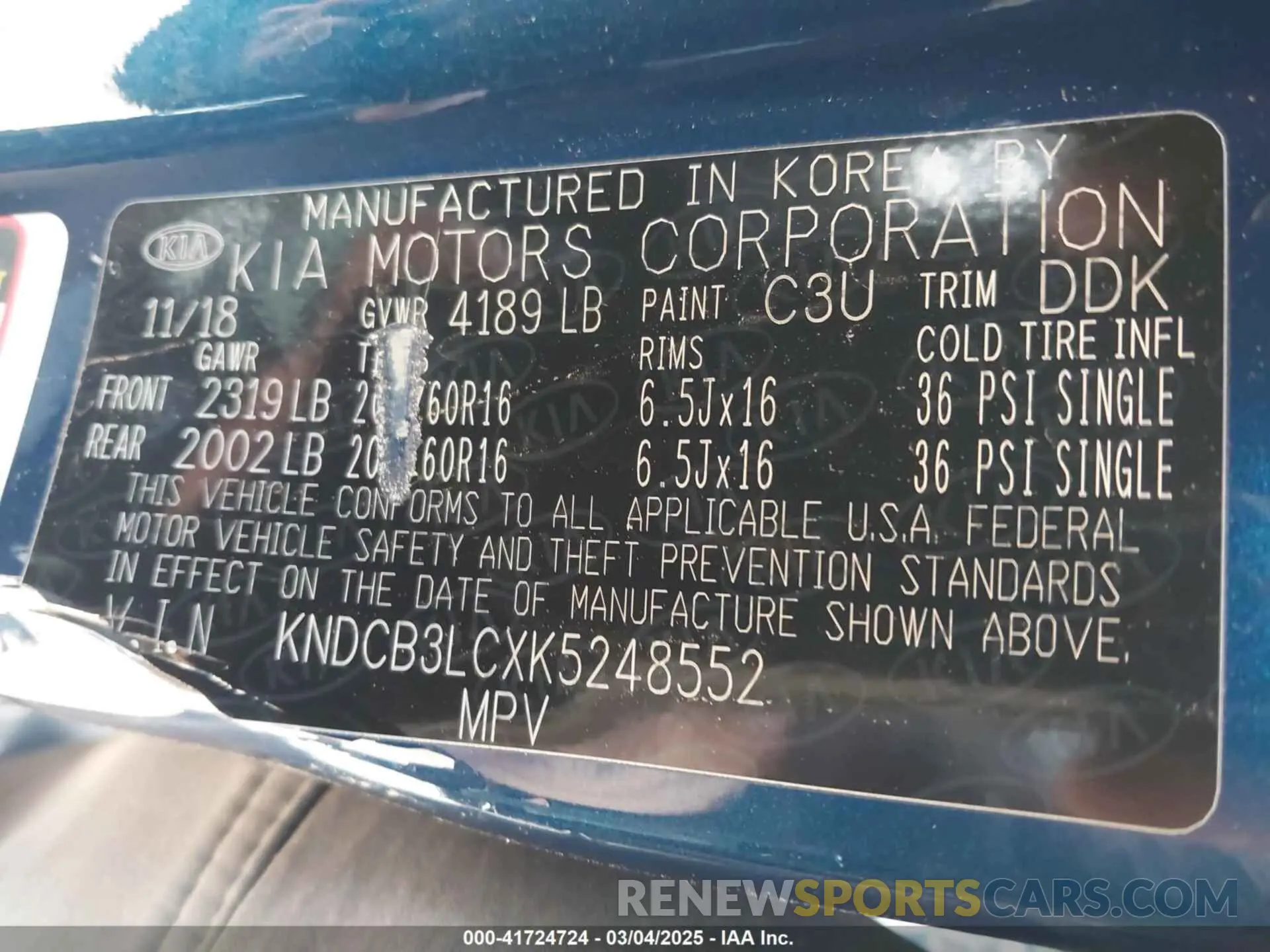 8 fotografías del automóvil dañado KNDCB3LCXK5248552 KIA NIRO 2019