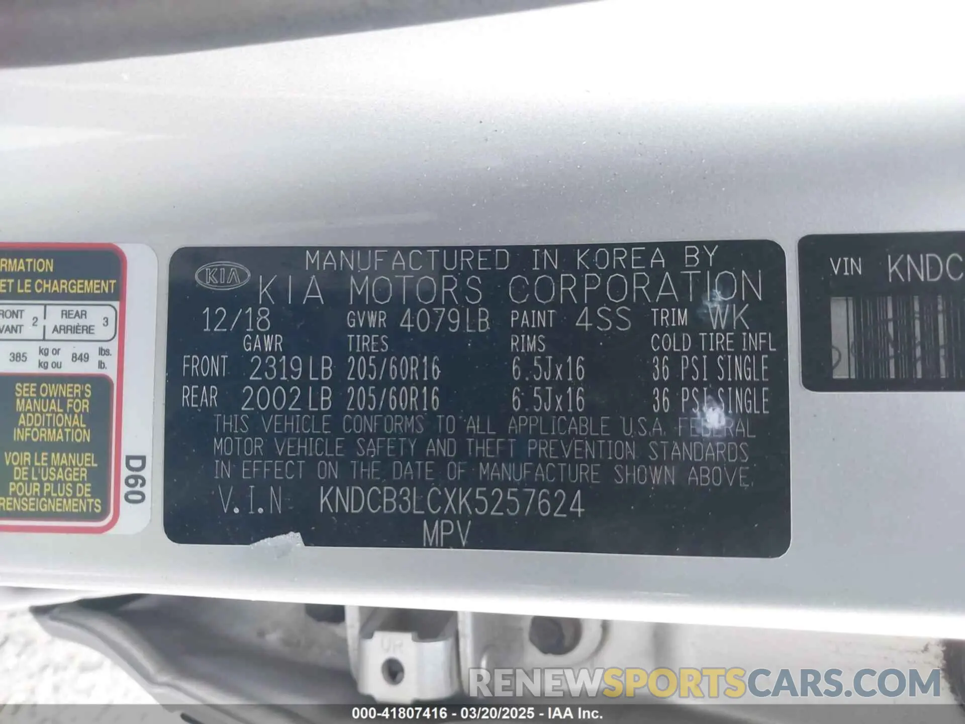 9 fotografías del automóvil dañado KNDCB3LCXK5257624 KIA NIRO 2019