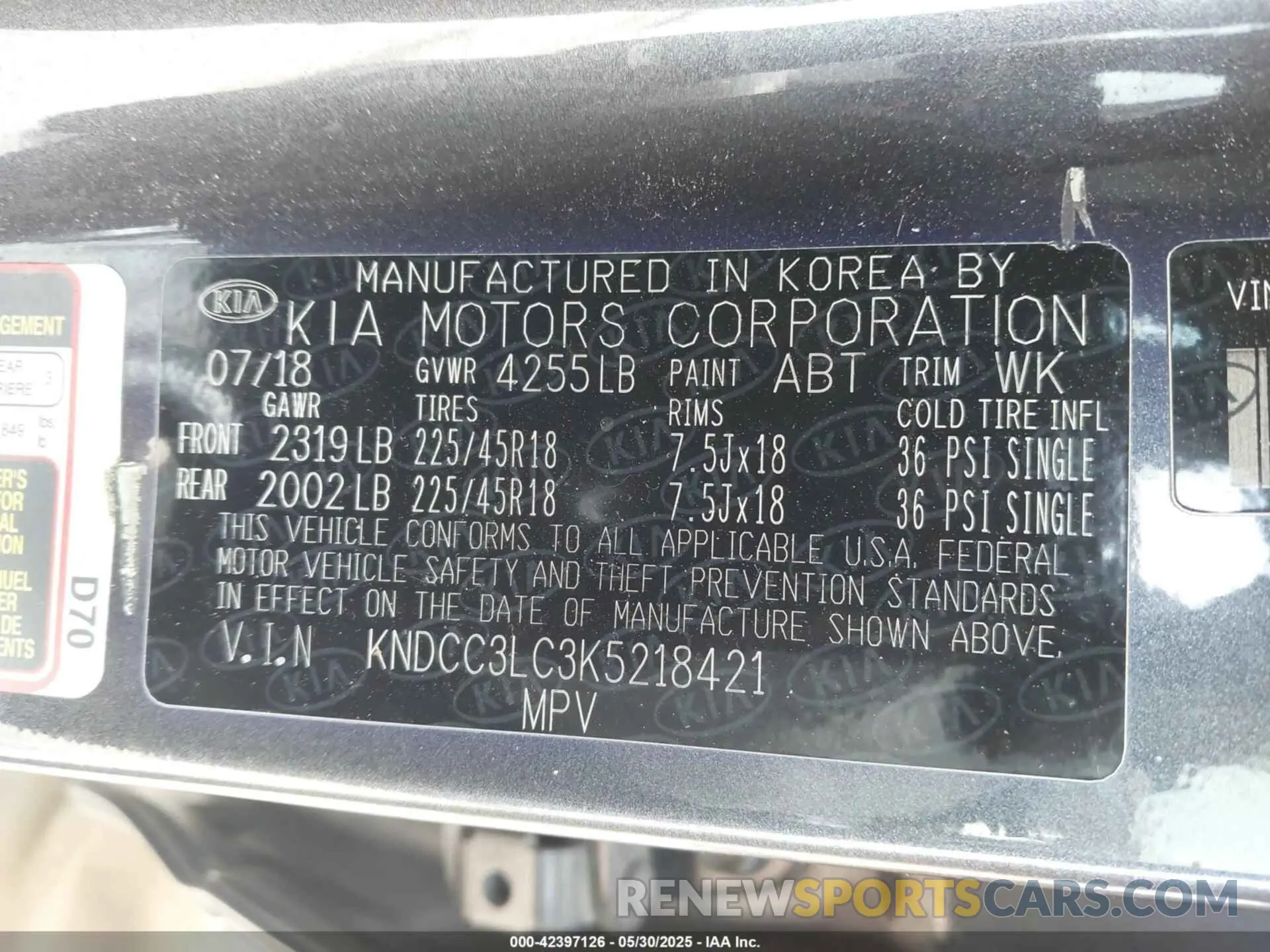 9 fotografías del automóvil dañado KNDCC3LC3K5218421 KIA NIRO 2019