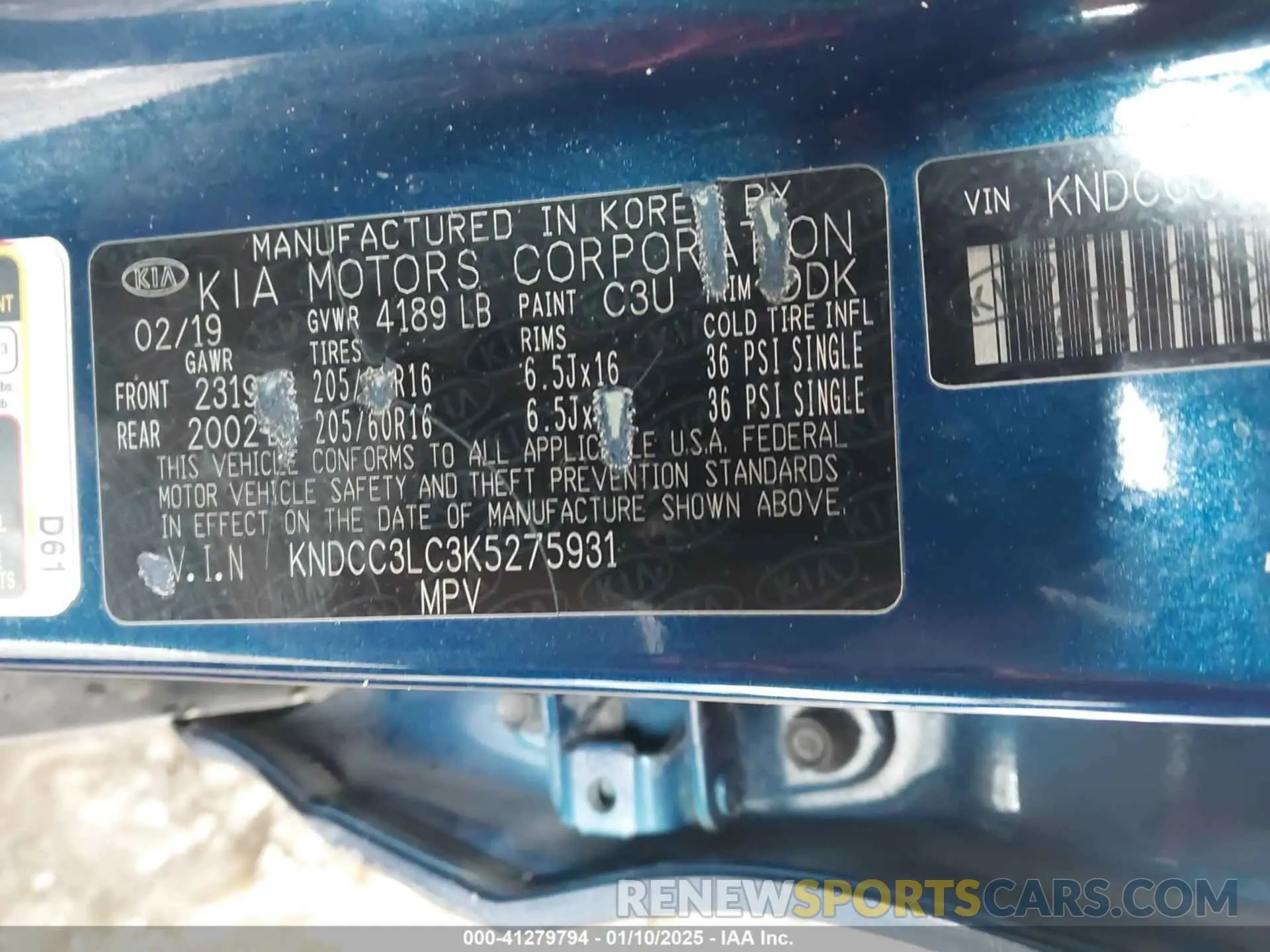 9 fotografías del automóvil dañado KNDCC3LC3K5275931 KIA NIRO 2019