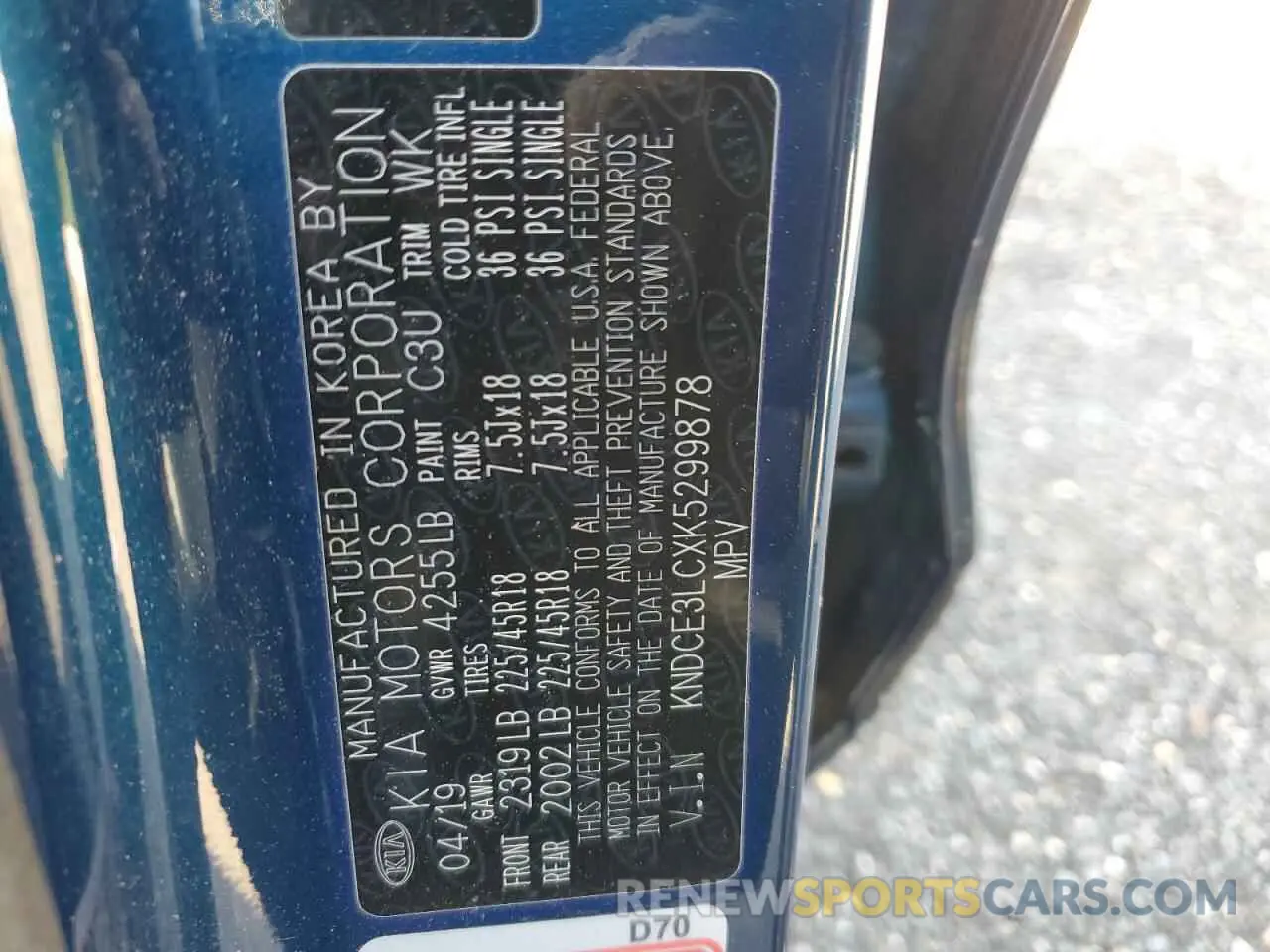 12 fotografías del automóvil dañado KNDCE3LCXK5299878 KIA NIRO 2019