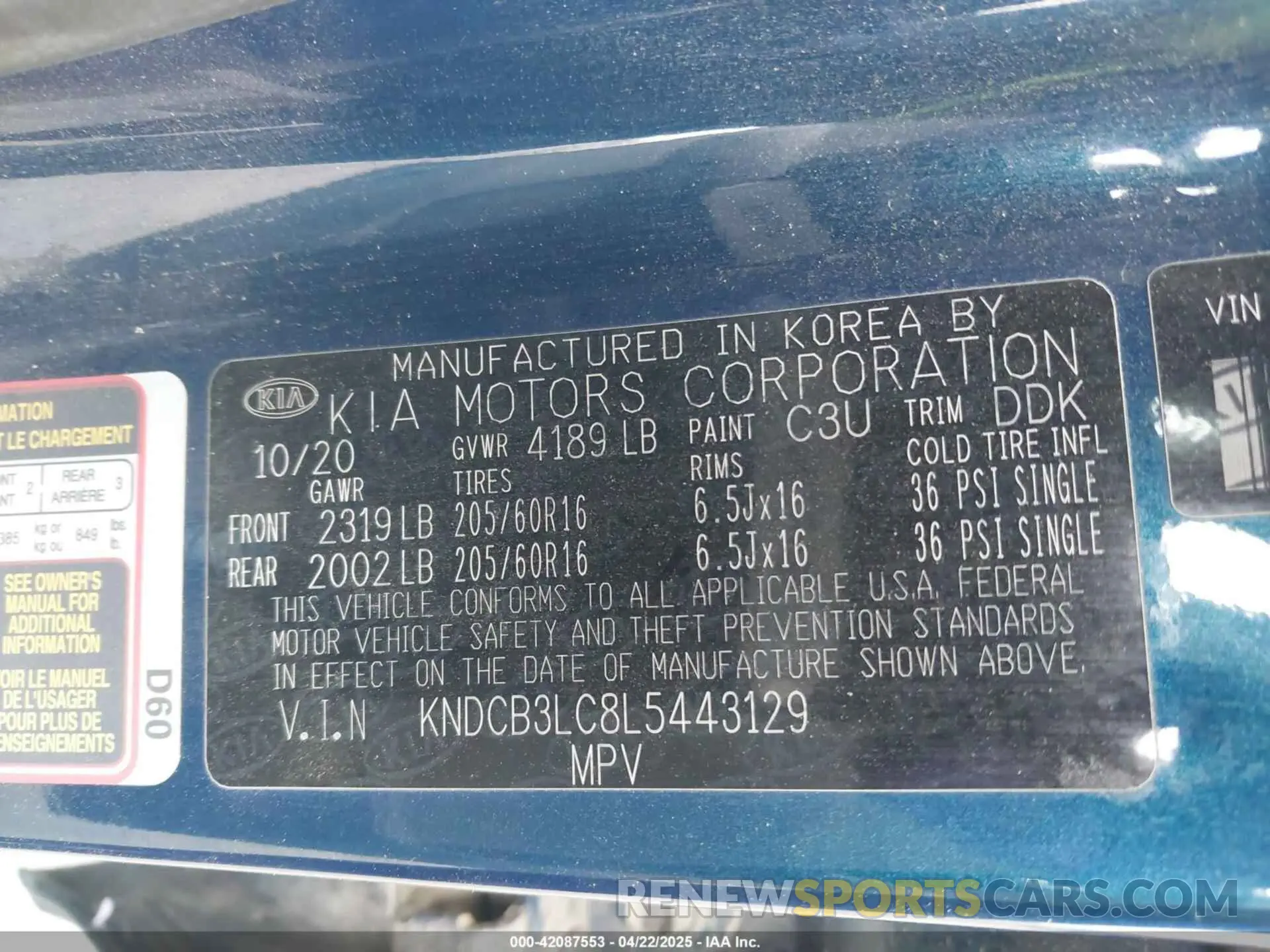 9 fotografías del automóvil dañado KNDCB3LC8L5443129 KIA NIRO 2020