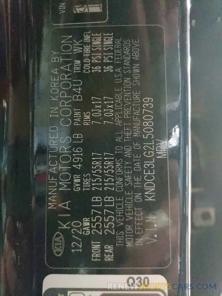 12 fotografías del automóvil dañado KNDCE3LG2L5080739 KIA NIRO 2020