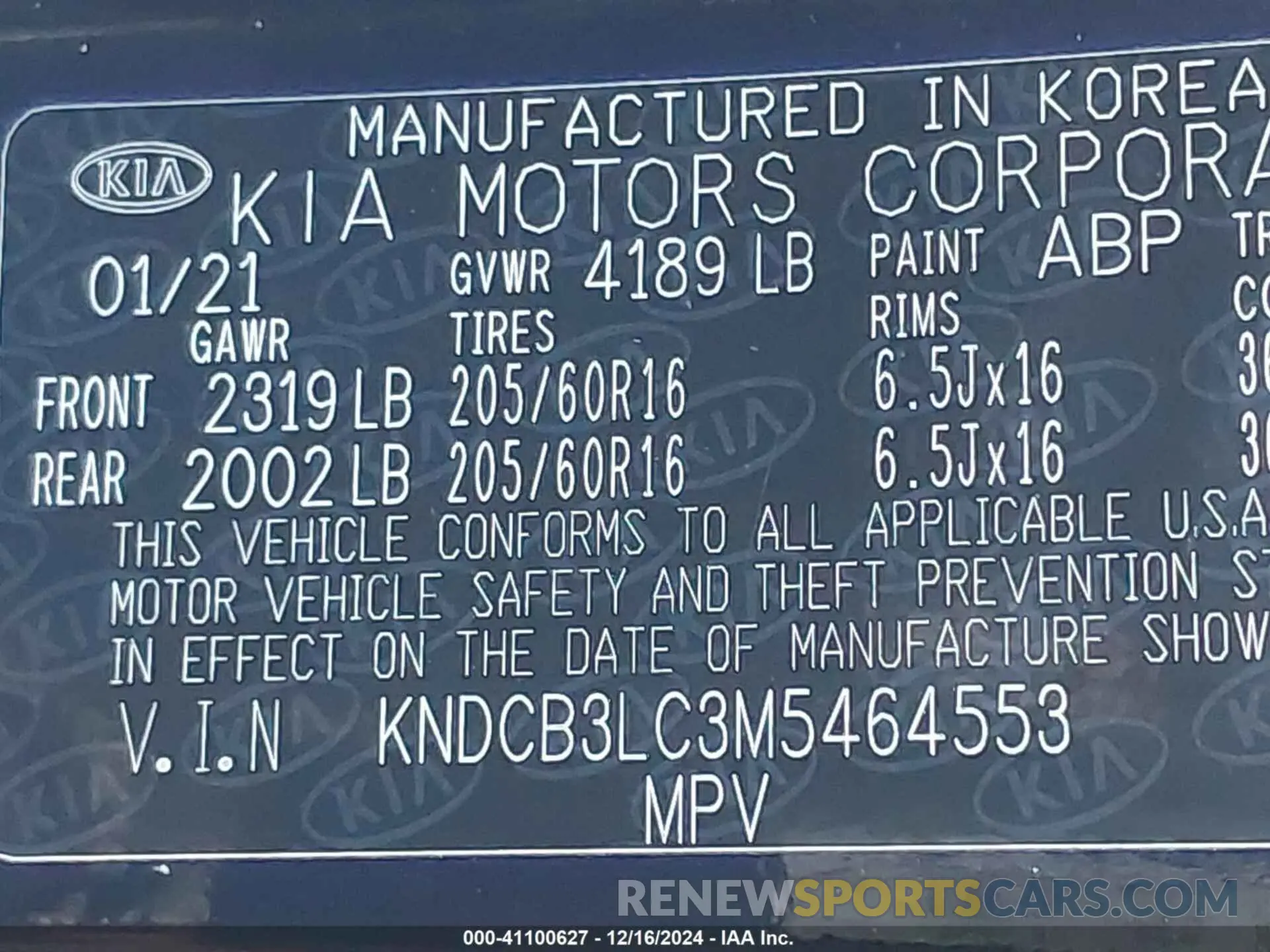 9 fotografías del automóvil dañado KNDCB3LC3M5464553 KIA NIRO 2021