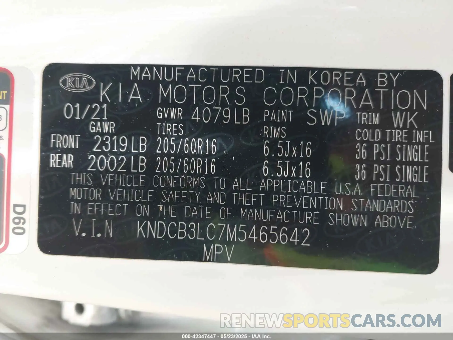 9 fotografías del automóvil dañado KNDCB3LC7M5465642 KIA NIRO 2021