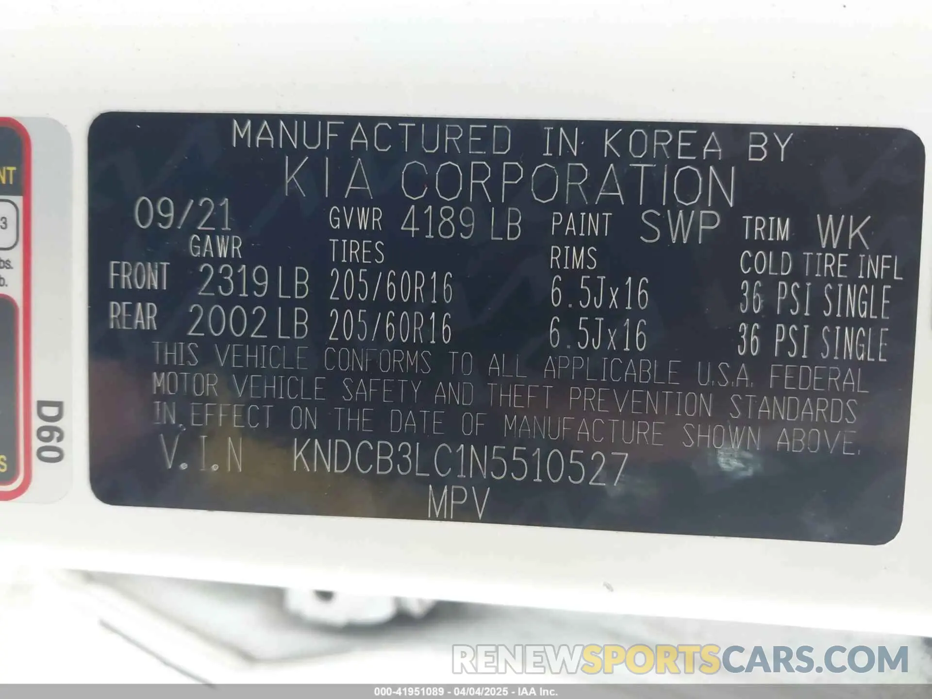 9 fotografías del automóvil dañado KNDCB3LC1N5510527 KIA NIRO 2022
