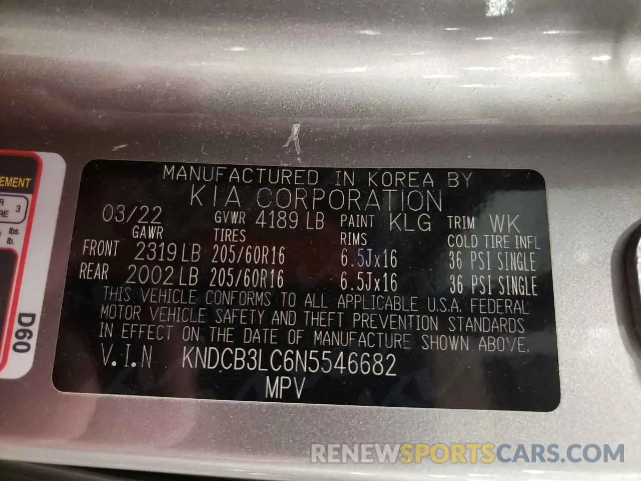 13 fotografías del automóvil dañado KNDCB3LC6N5546682 KIA NIRO 2022
