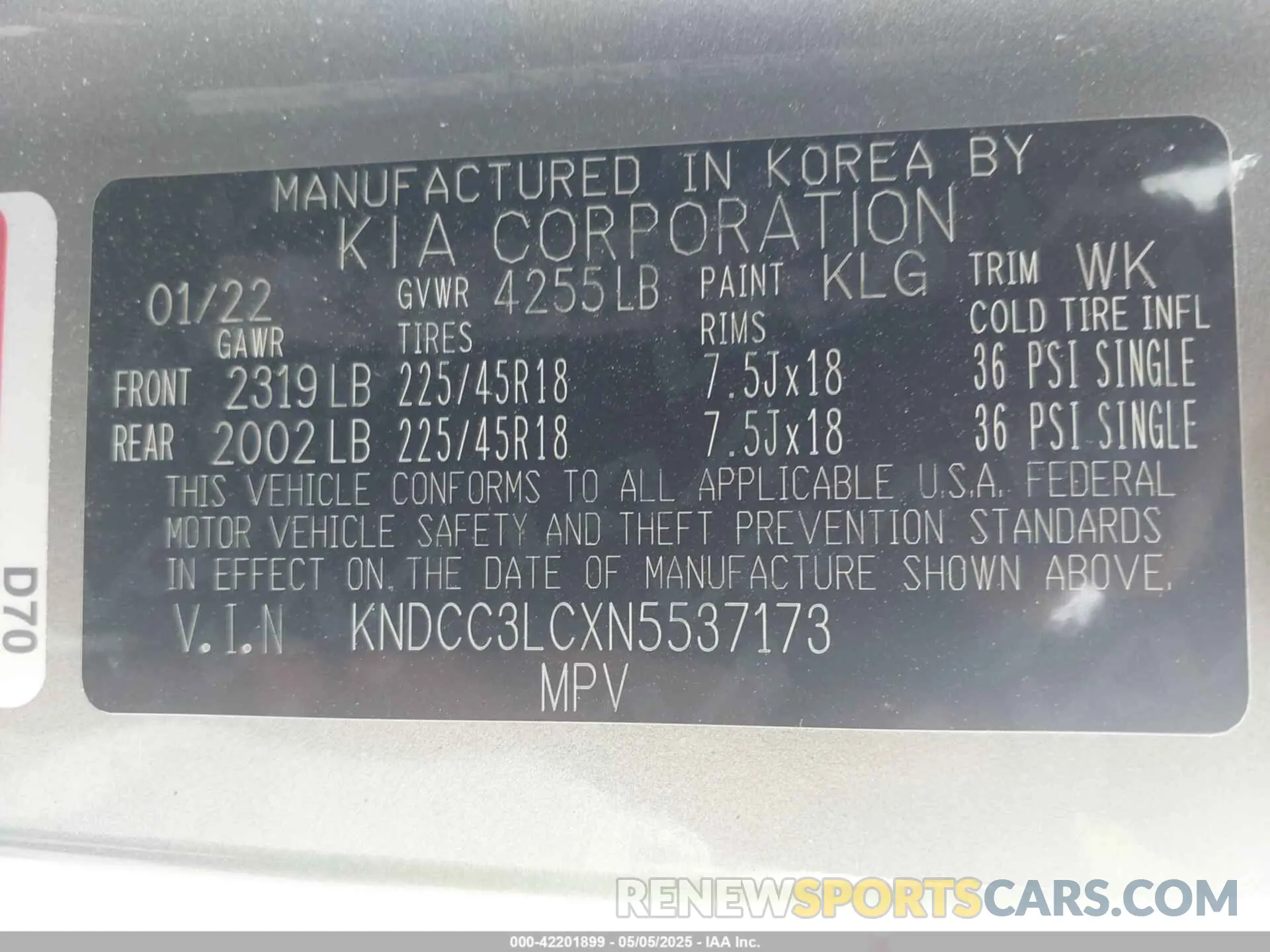 9 fotografías del automóvil dañado KNDCC3LCXN5537173 KIA NIRO 2022
