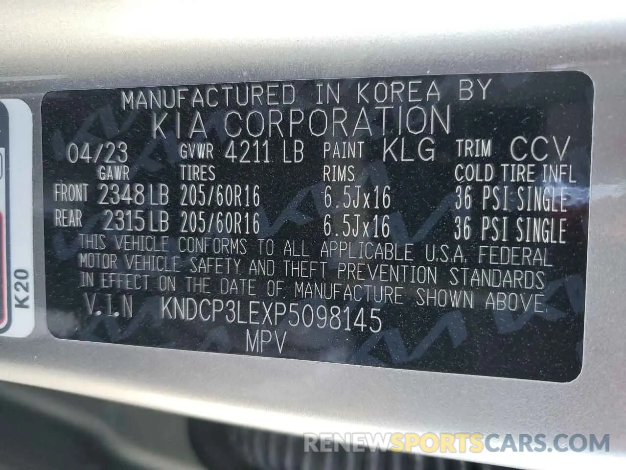 14 fotografías del automóvil dañado KNDCP3LEXP5098145 KIA NIRO 2023