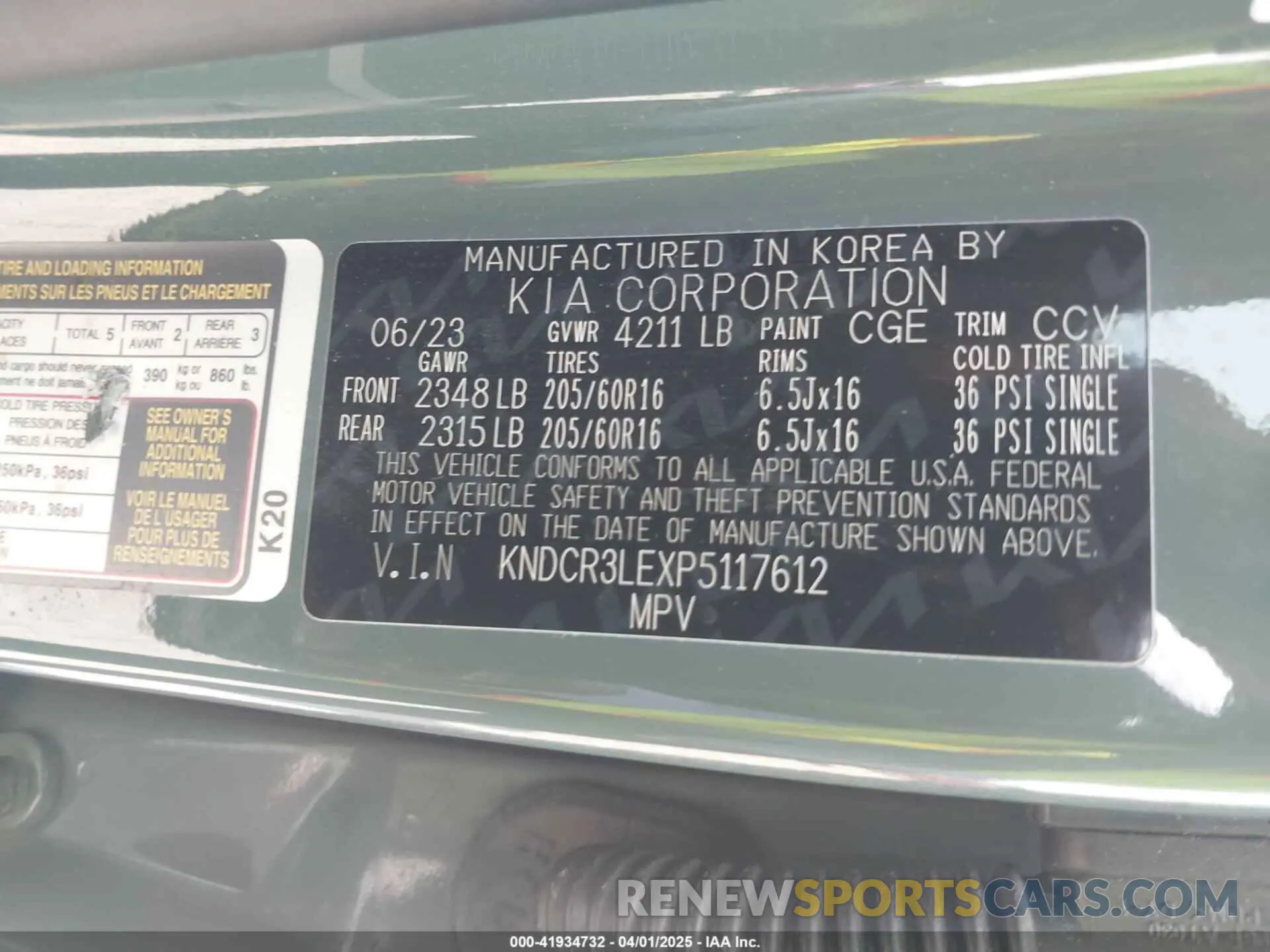 9 fotografías del automóvil dañado KNDCR3LEXP5117612 KIA NIRO 2023