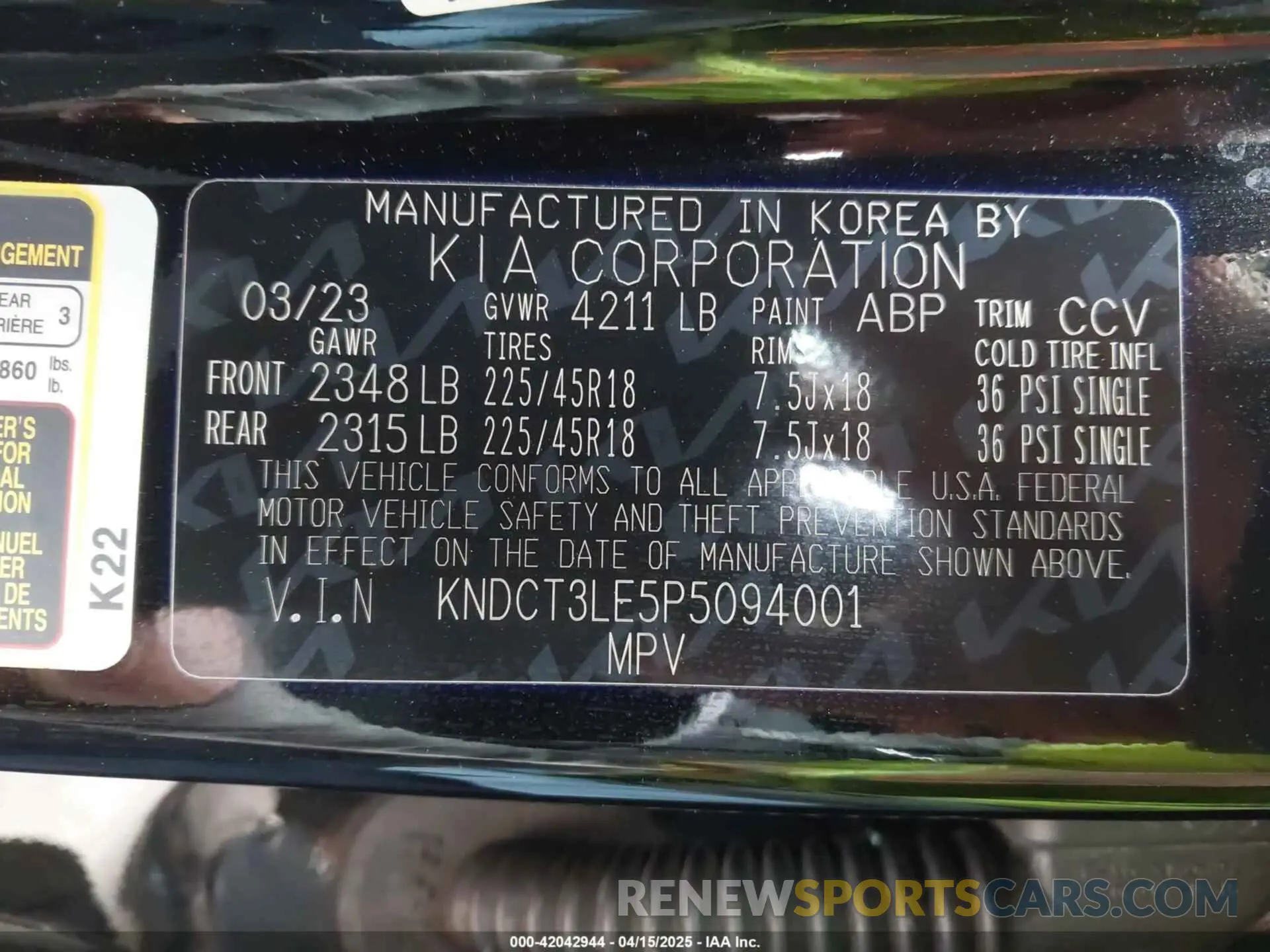 9 fotografías del automóvil dañado KNDCT3LE5P5094001 KIA NIRO 2023
