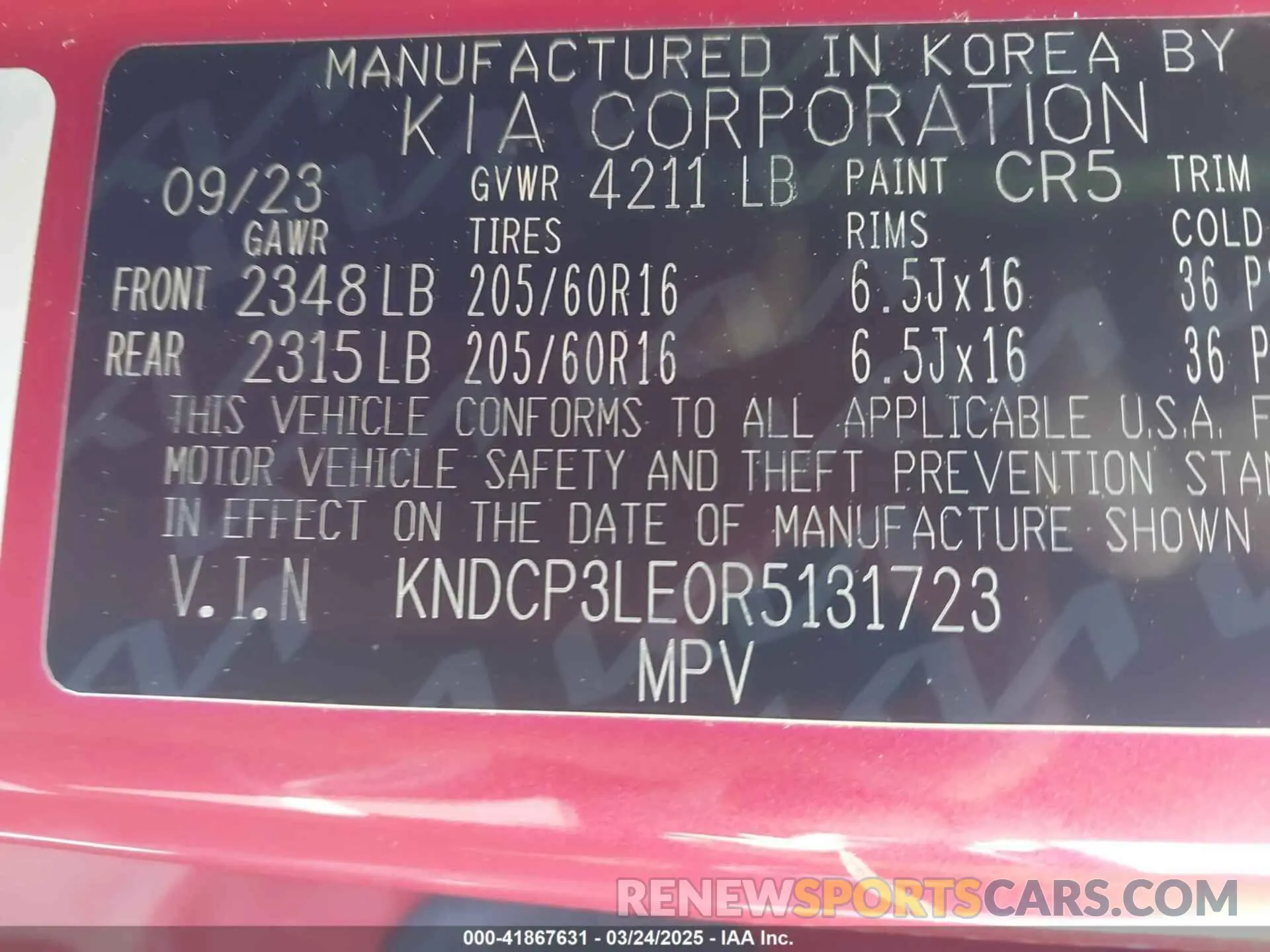 9 fotografías del automóvil dañado KNDCP3LE0R5131723 KIA NIRO 2024