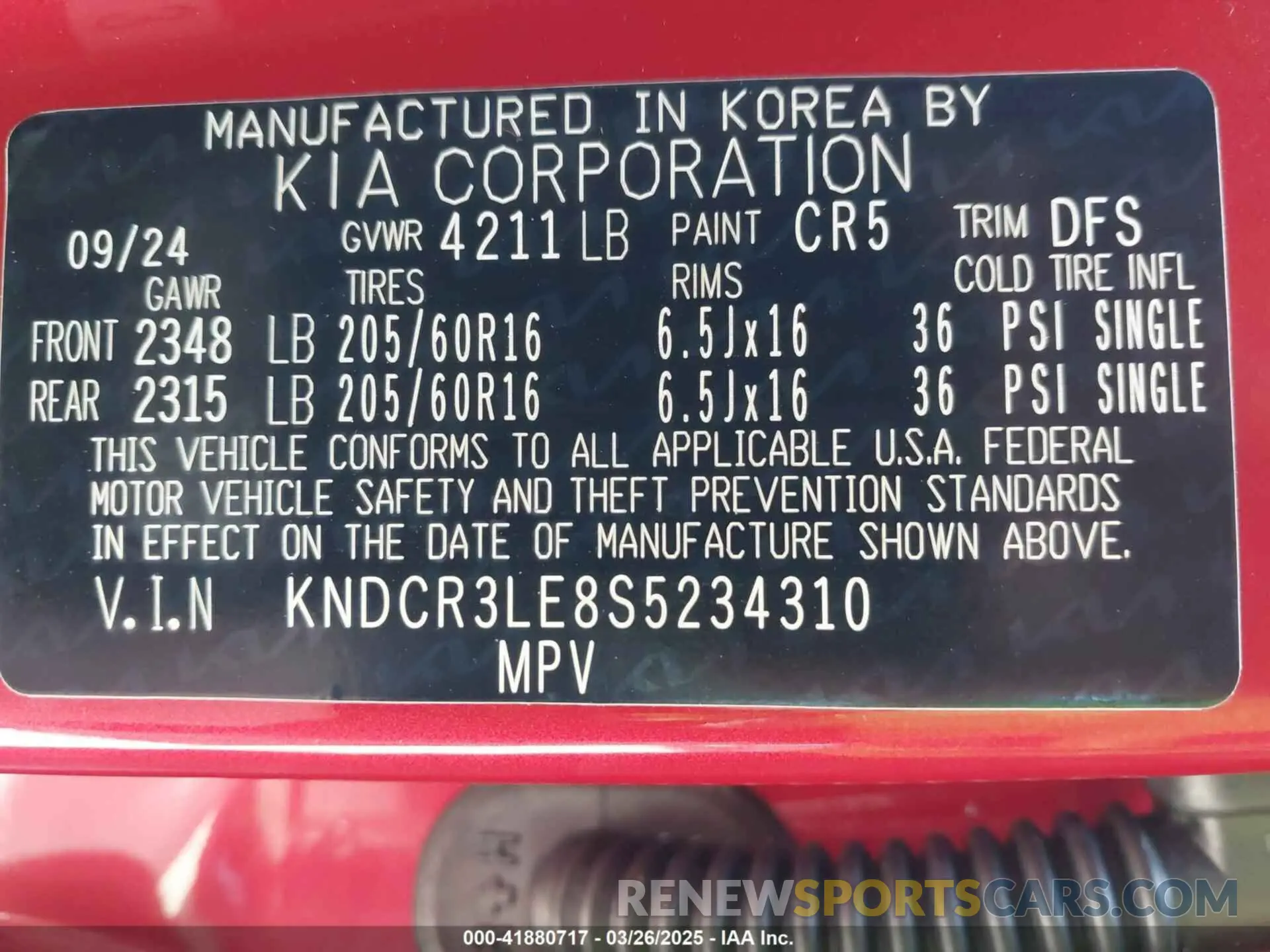 9 fotografías del automóvil dañado KNDCR3LE8S5234310 KIA NIRO 2025
