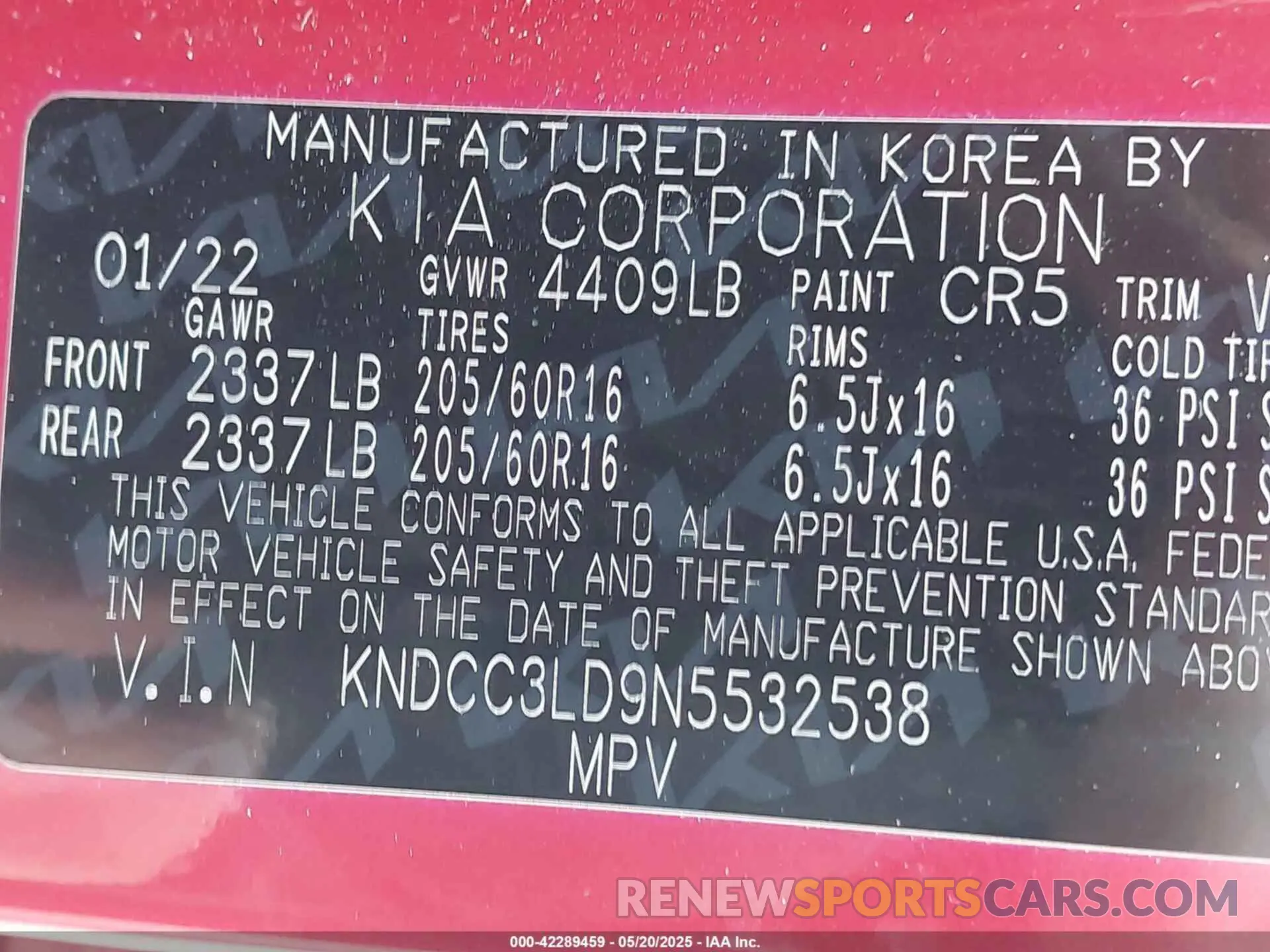 9 fotografías del automóvil dañado KNDCC3LD9N5532538 KIA NIRO PLUG-IN HYBRID 2022