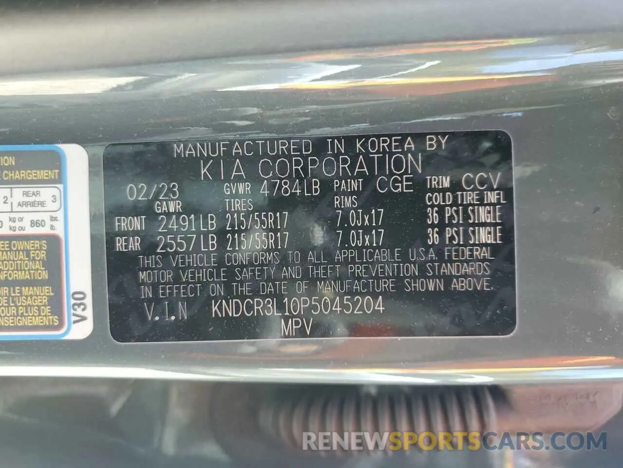 13 fotografías del automóvil dañado KNDCR3L10P5045204 KIA NIRO WIND 2023