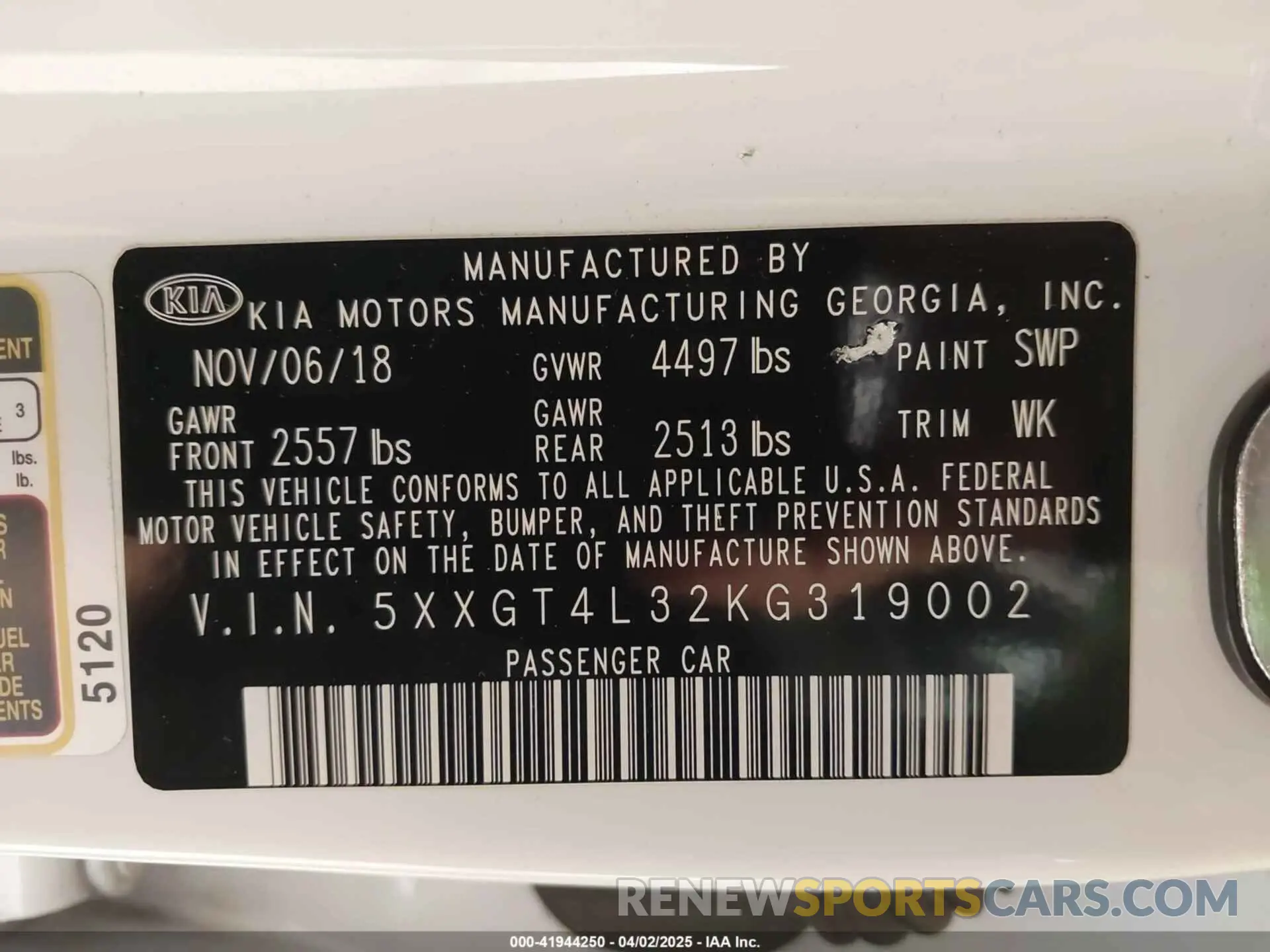 9 fotografías del automóvil dañado 5XXGT4L32KG319002 KIA OPTIMA 2019