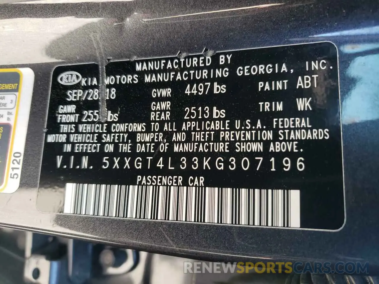 14 fotografías del automóvil dañado 5XXGT4L33KG307196 KIA OPTIMA 2019