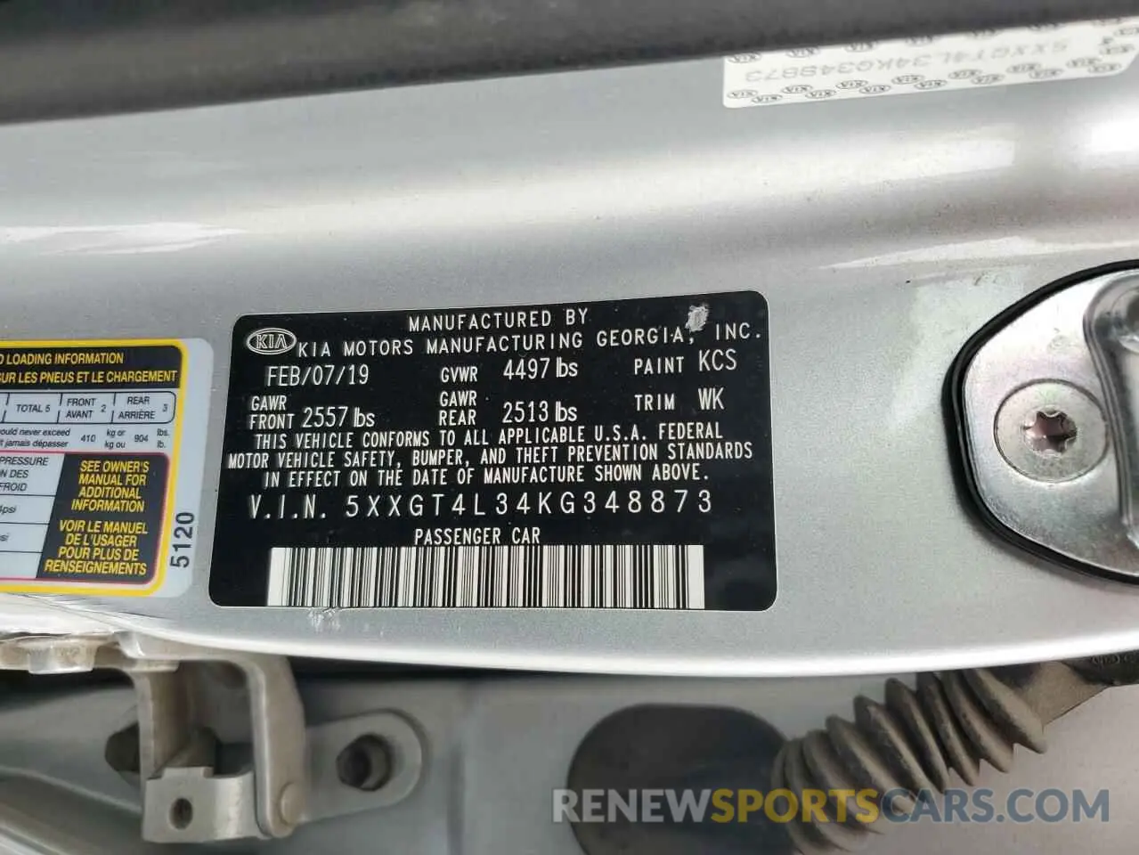 13 fotografías del automóvil dañado 5XXGT4L34KG348873 KIA OPTIMA 2019