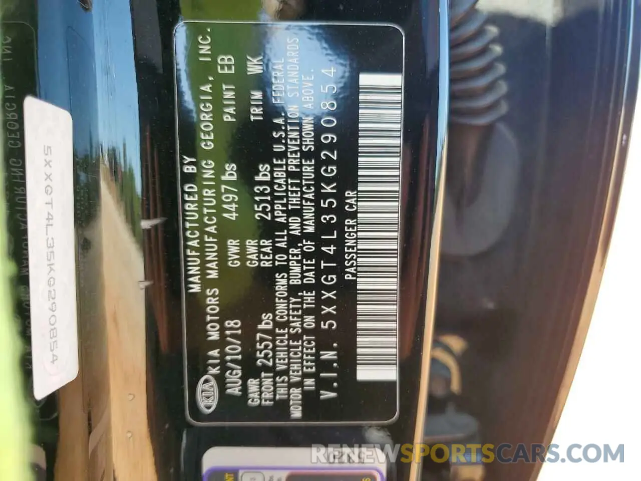 15 fotografías del automóvil dañado 5XXGT4L35KG290854 KIA OPTIMA 2019