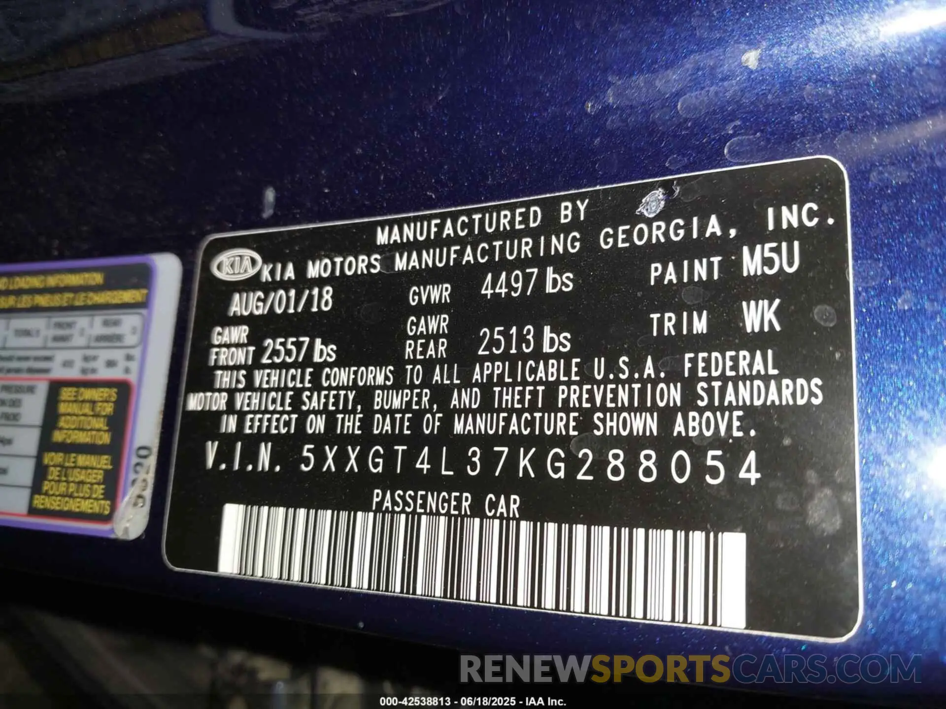 9 fotografías del automóvil dañado 5XXGT4L37KG288054 KIA OPTIMA 2019