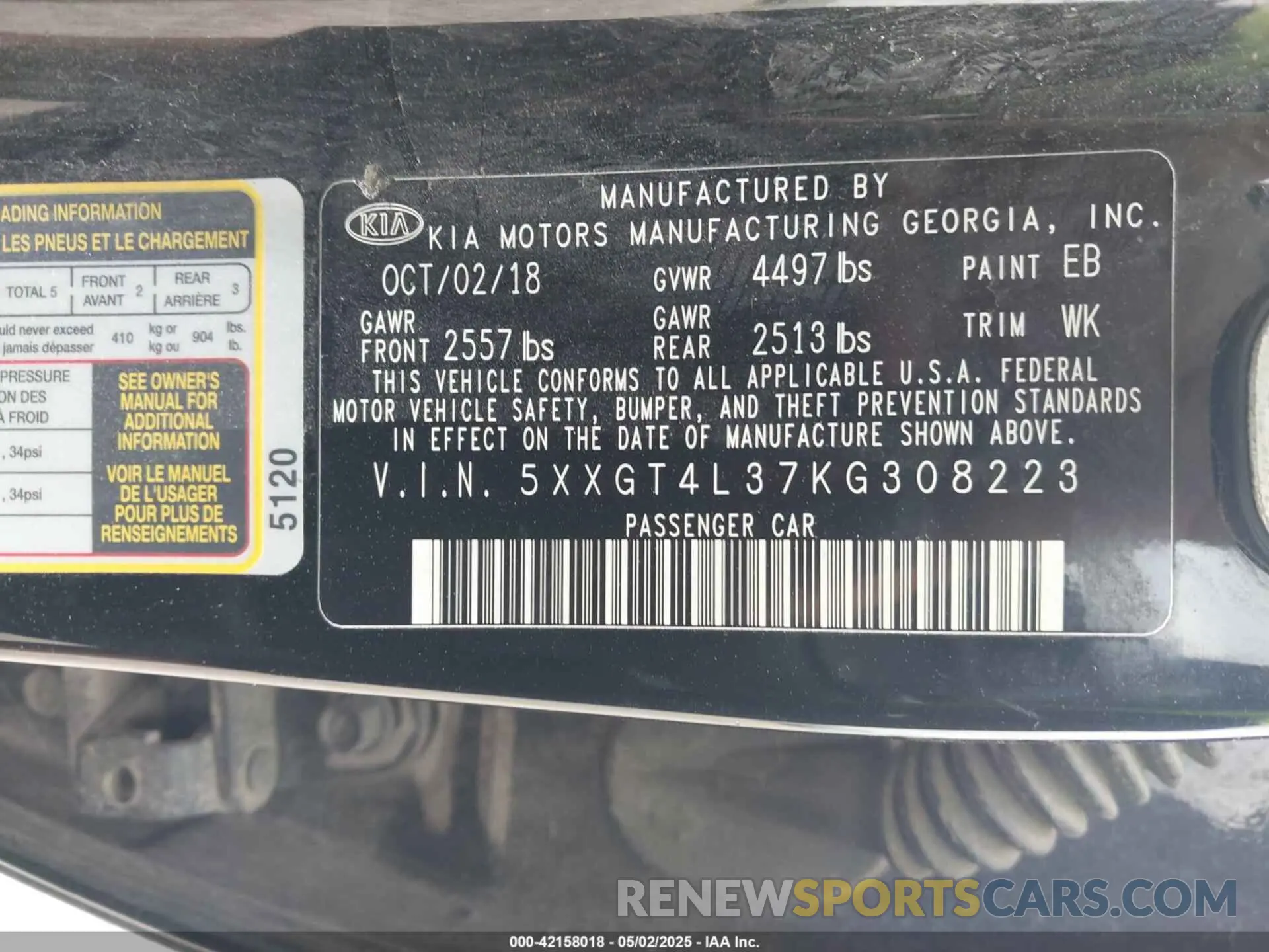 9 fotografías del automóvil dañado 5XXGT4L37KG308223 KIA OPTIMA 2019