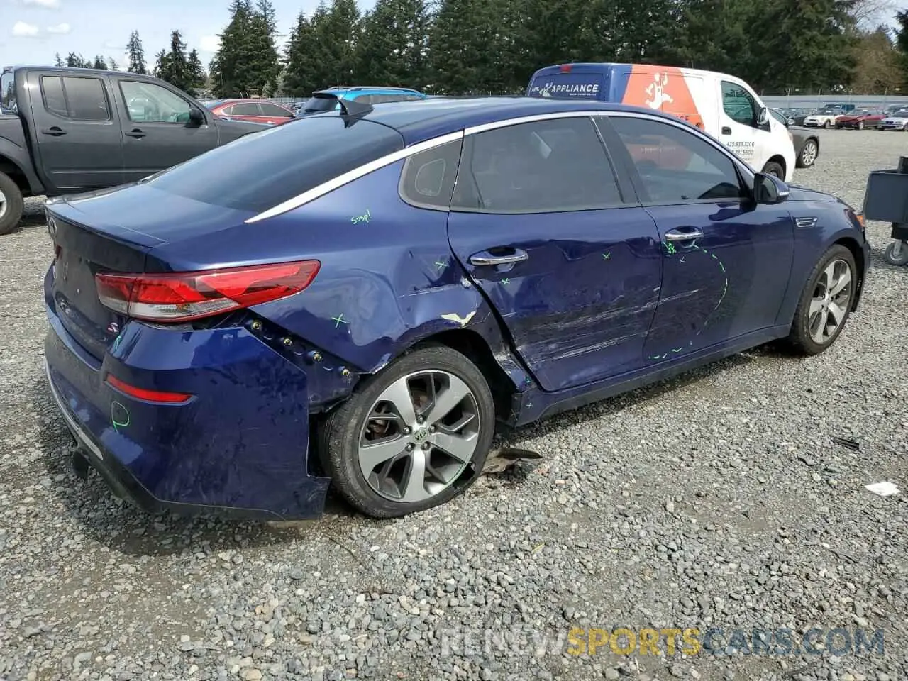 3 fotografías del automóvil dañado 5XXGT4L39KG287505 KIA OPTIMA 2019