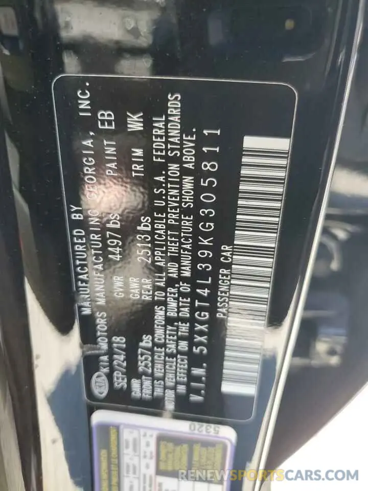 12 fotografías del automóvil dañado 5XXGT4L39KG305811 KIA OPTIMA 2019