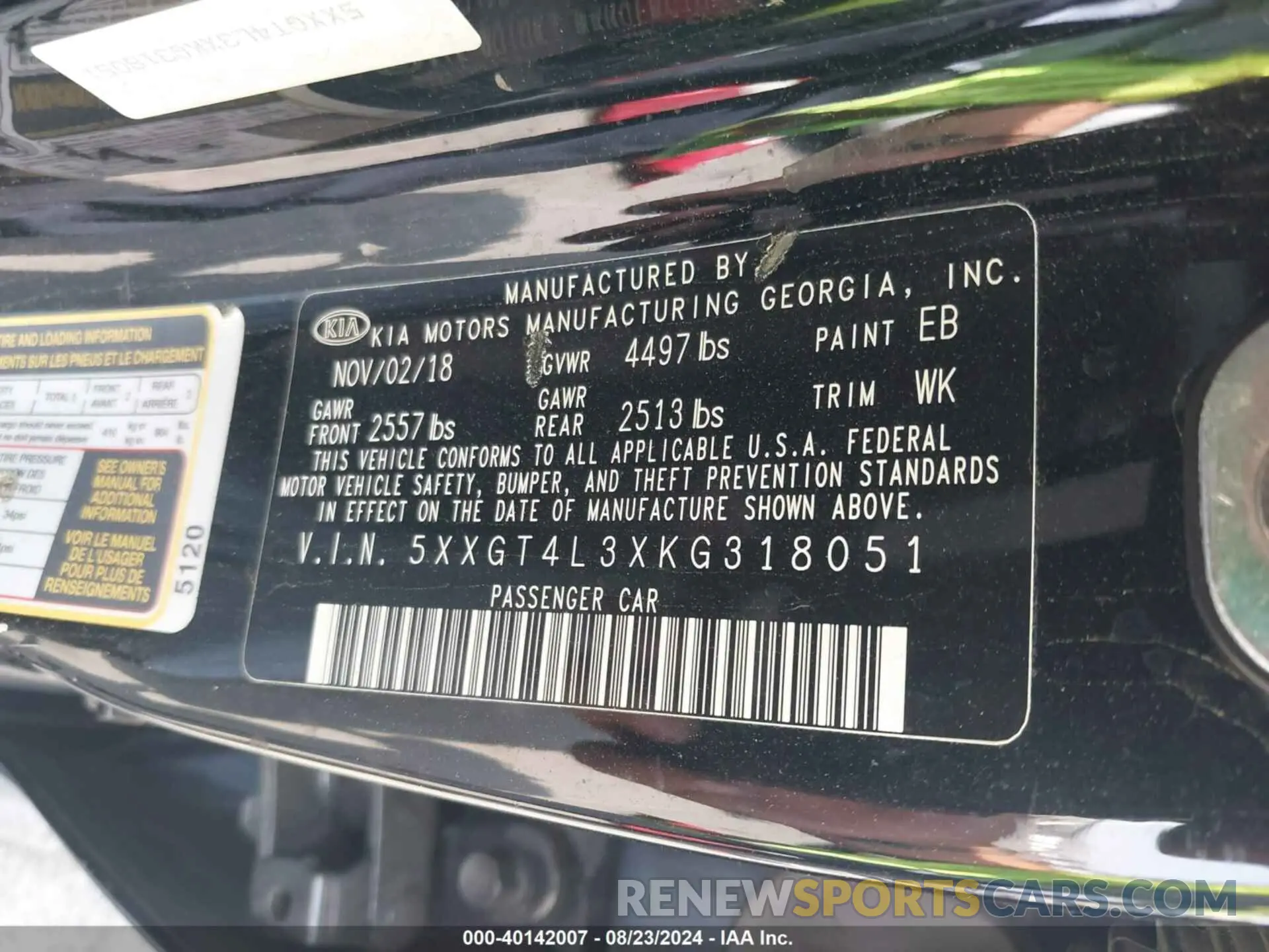 9 fotografías del automóvil dañado 5XXGT4L3XKG318051 KIA OPTIMA 2019