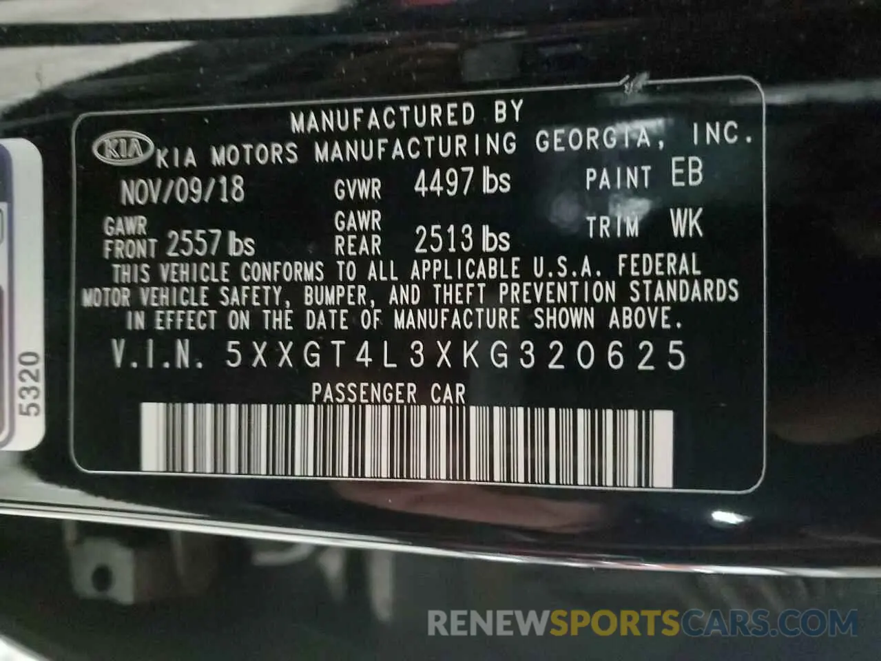 12 fotografías del automóvil dañado 5XXGT4L3XKG320625 KIA OPTIMA 2019