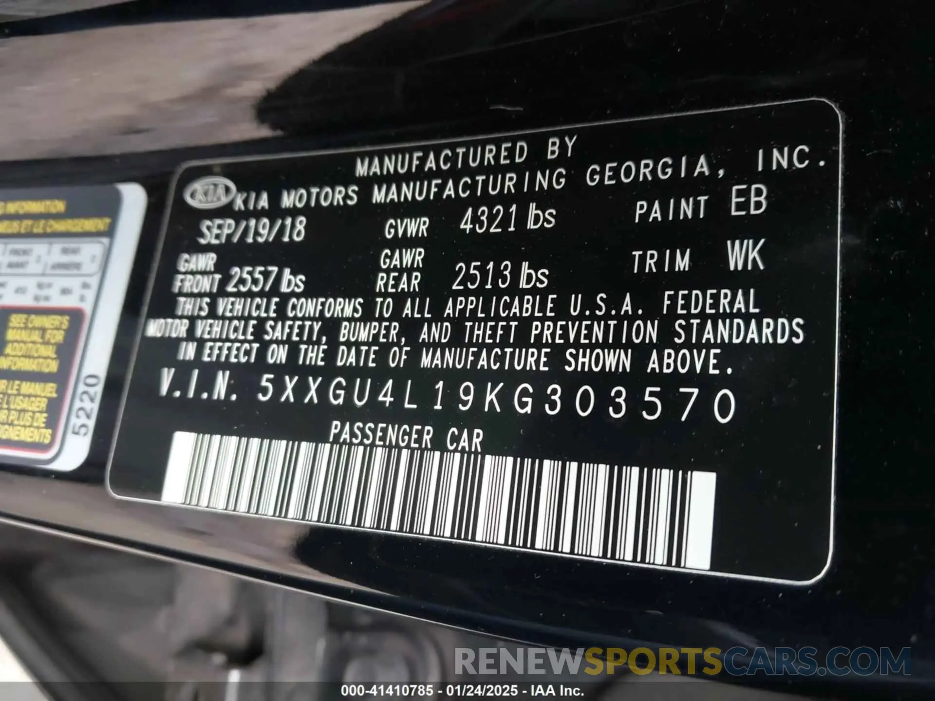 9 fotografías del automóvil dañado 5XXGU4L19KG303570 KIA OPTIMA 2019