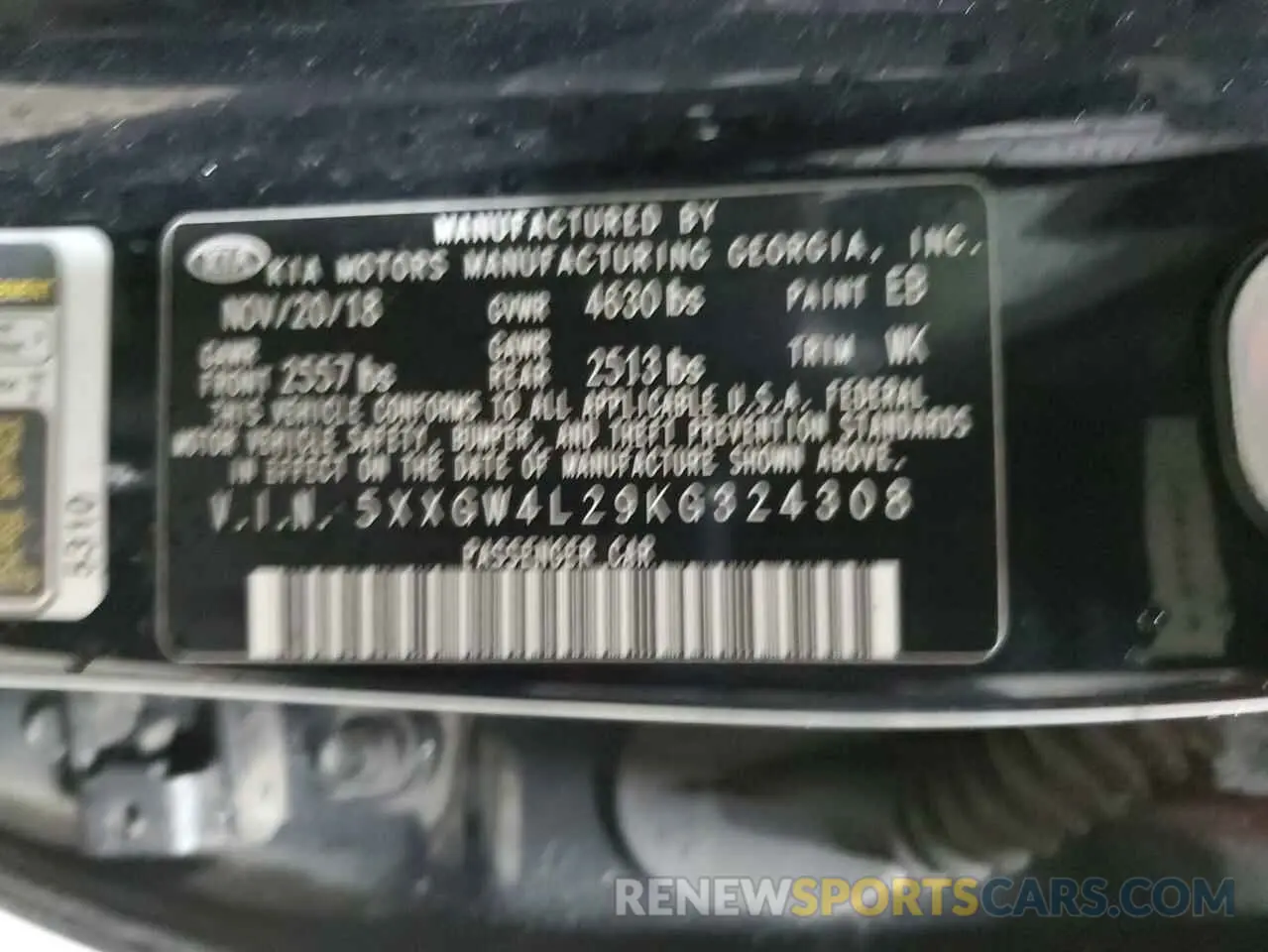 12 fotografías del automóvil dañado 5XXGW4L29KG324308 KIA OPTIMA 2019