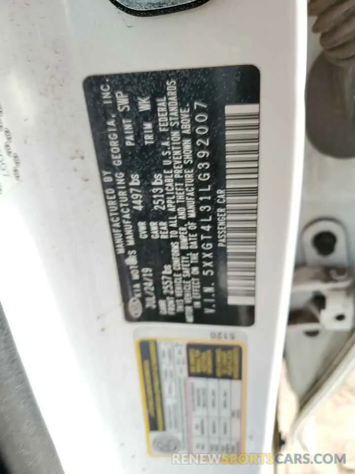 13 fotografías del automóvil dañado 5XXGT4L31LG392007 KIA OPTIMA 2020