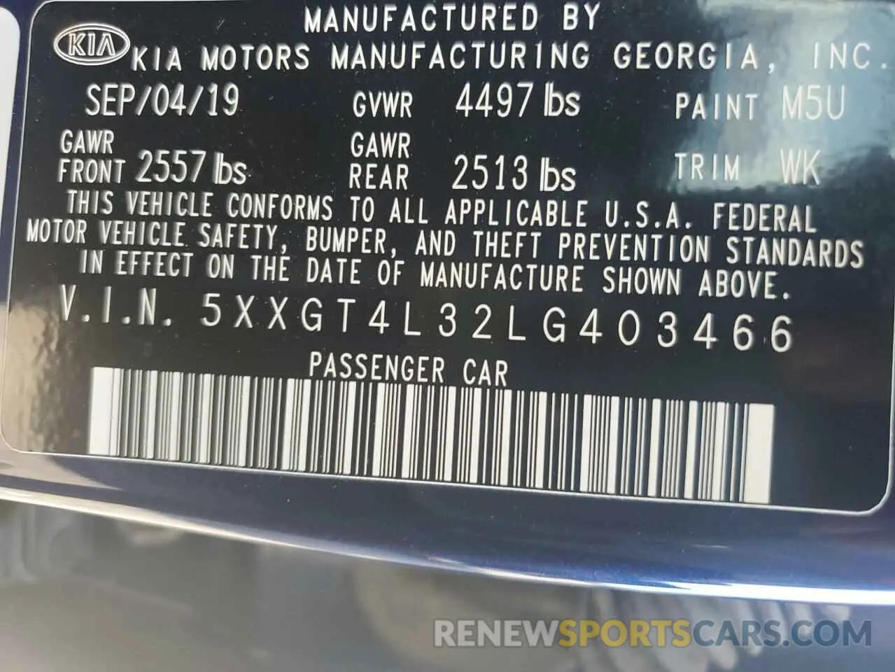 12 fotografías del automóvil dañado 5XXGT4L32LG403466 KIA OPTIMA 2020