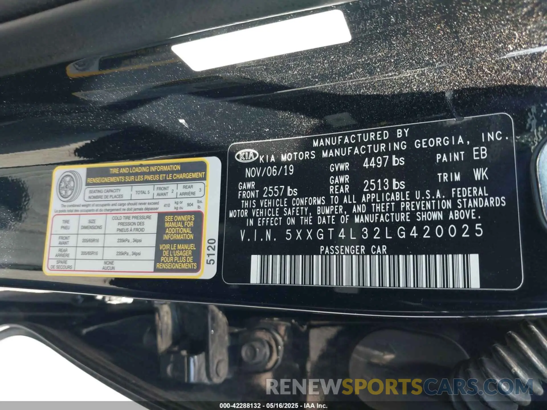 9 fotografías del automóvil dañado 5XXGT4L32LG420025 KIA OPTIMA 2020