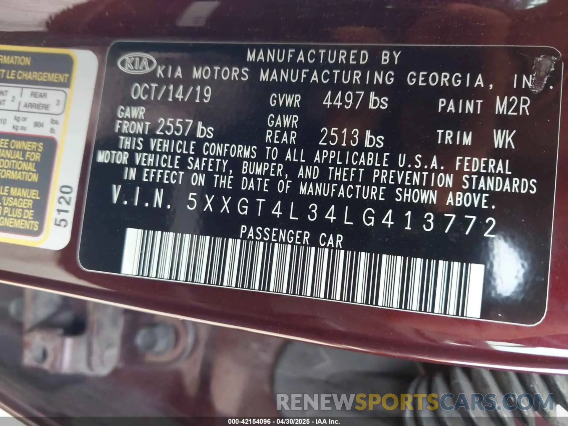 9 fotografías del automóvil dañado 5XXGT4L34LG413772 KIA OPTIMA 2020