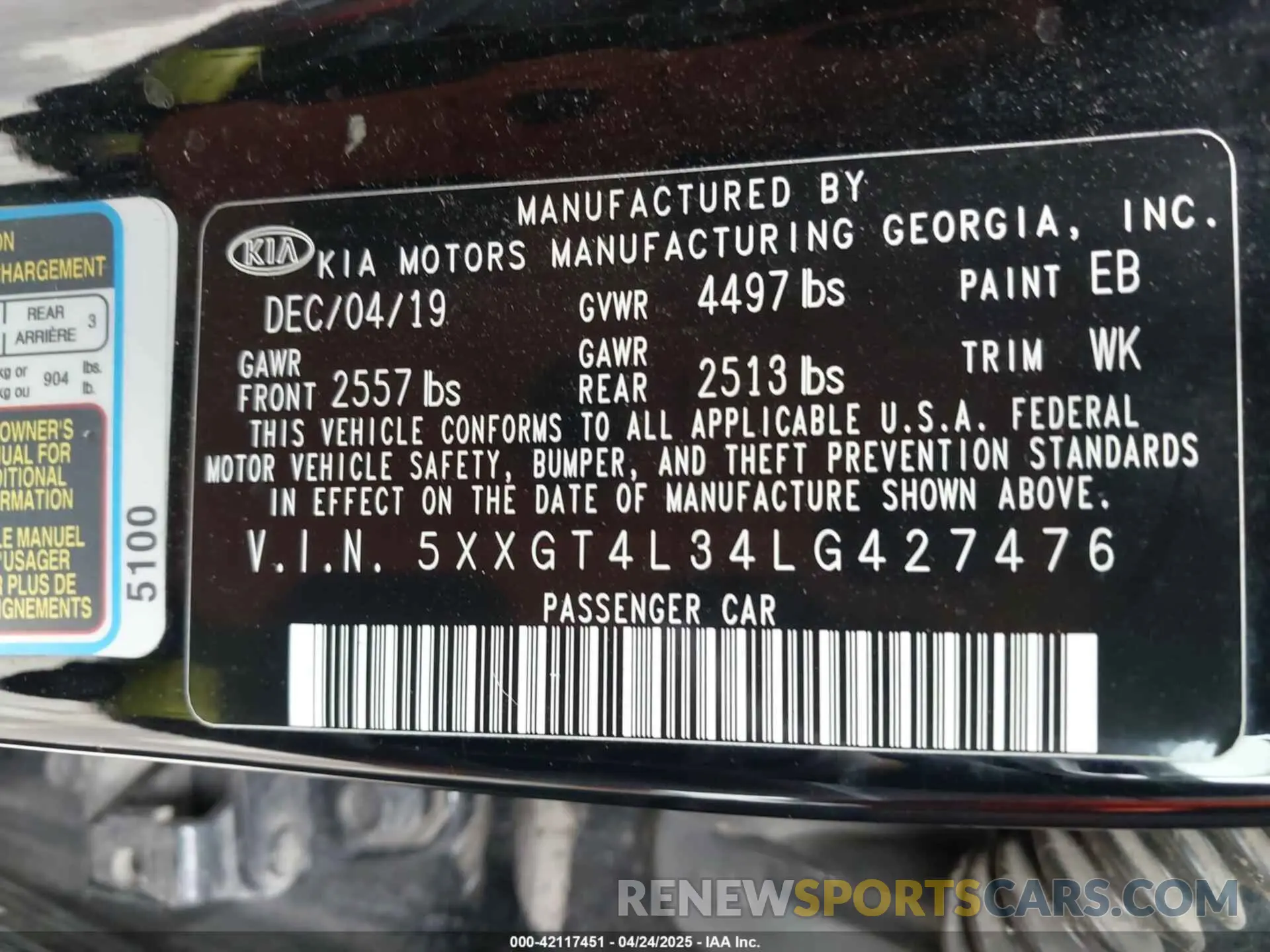 9 fotografías del automóvil dañado 5XXGT4L34LG427476 KIA OPTIMA 2020
