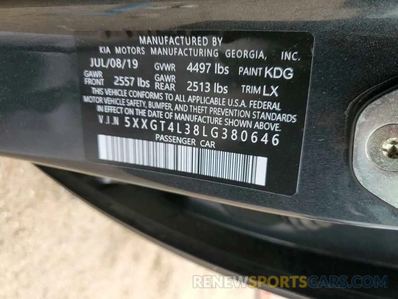 13 fotografías del automóvil dañado 5XXGT4L38LG380646 KIA OPTIMA 2020