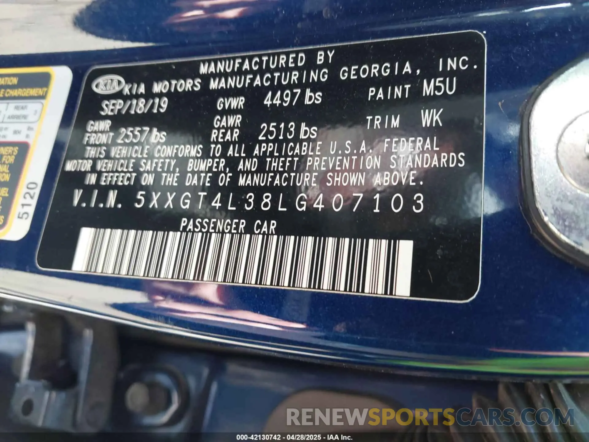 9 fotografías del automóvil dañado 5XXGT4L38LG407103 KIA OPTIMA 2020